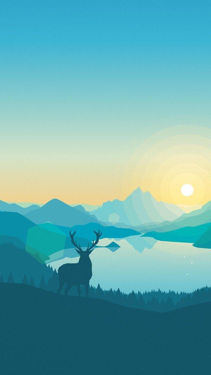 Sunrise Lake Art Work Wallpaper- [720x1280]