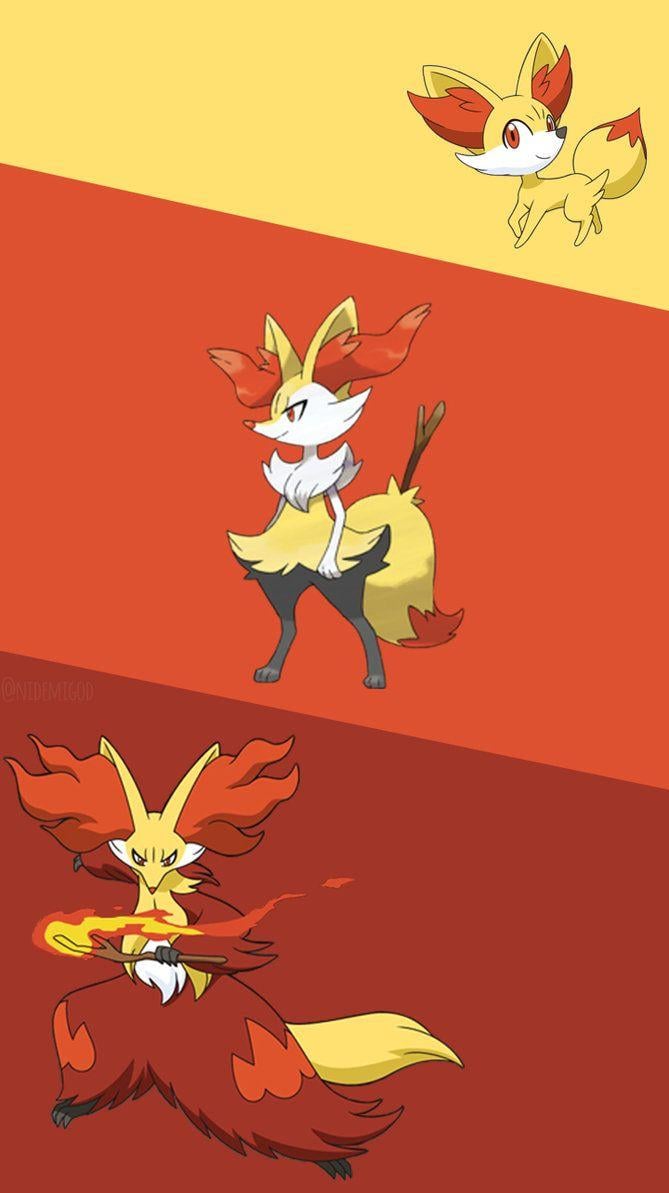 Wallpaper Fennekin, Braixen e Delphox