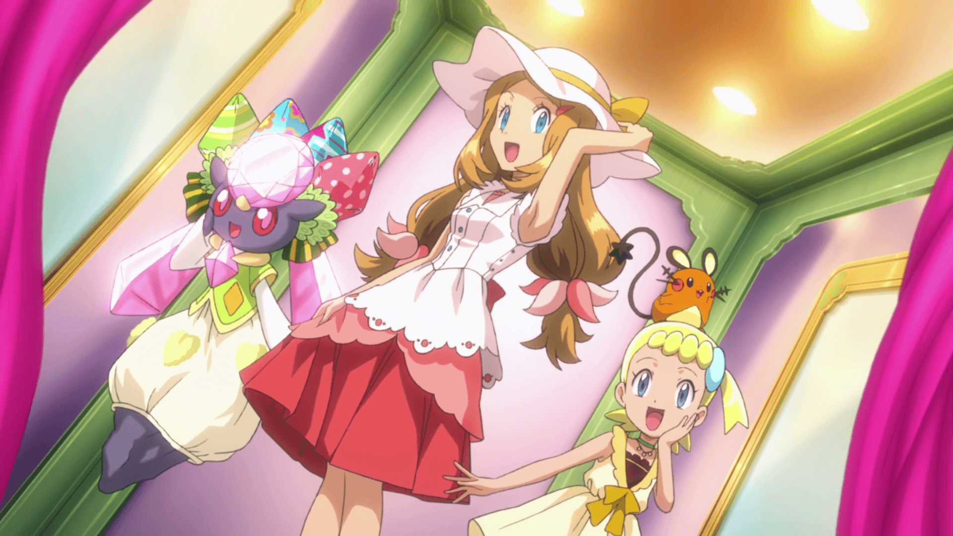 Serena, Bonnie and Diancie outfits 2.png. Pokémon