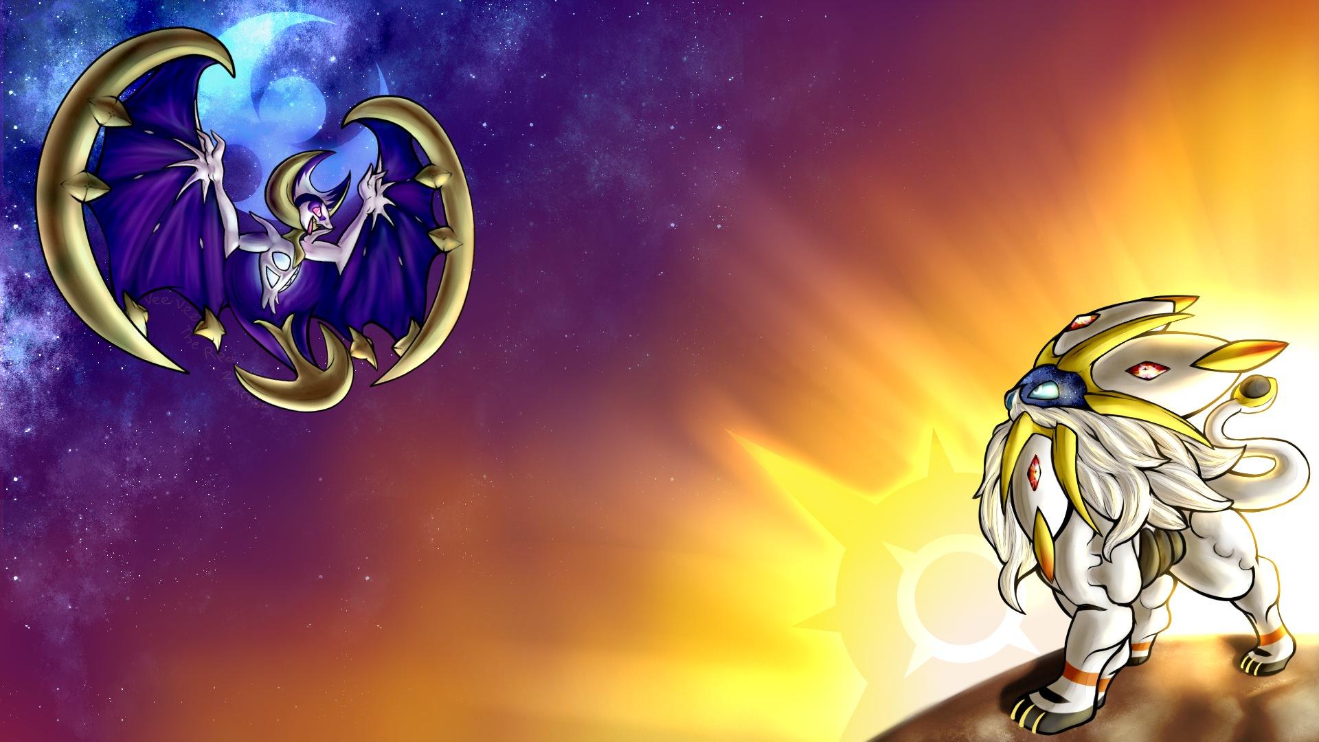 Lunala and Solgaleo Pokemon Sun and. Wallpaper