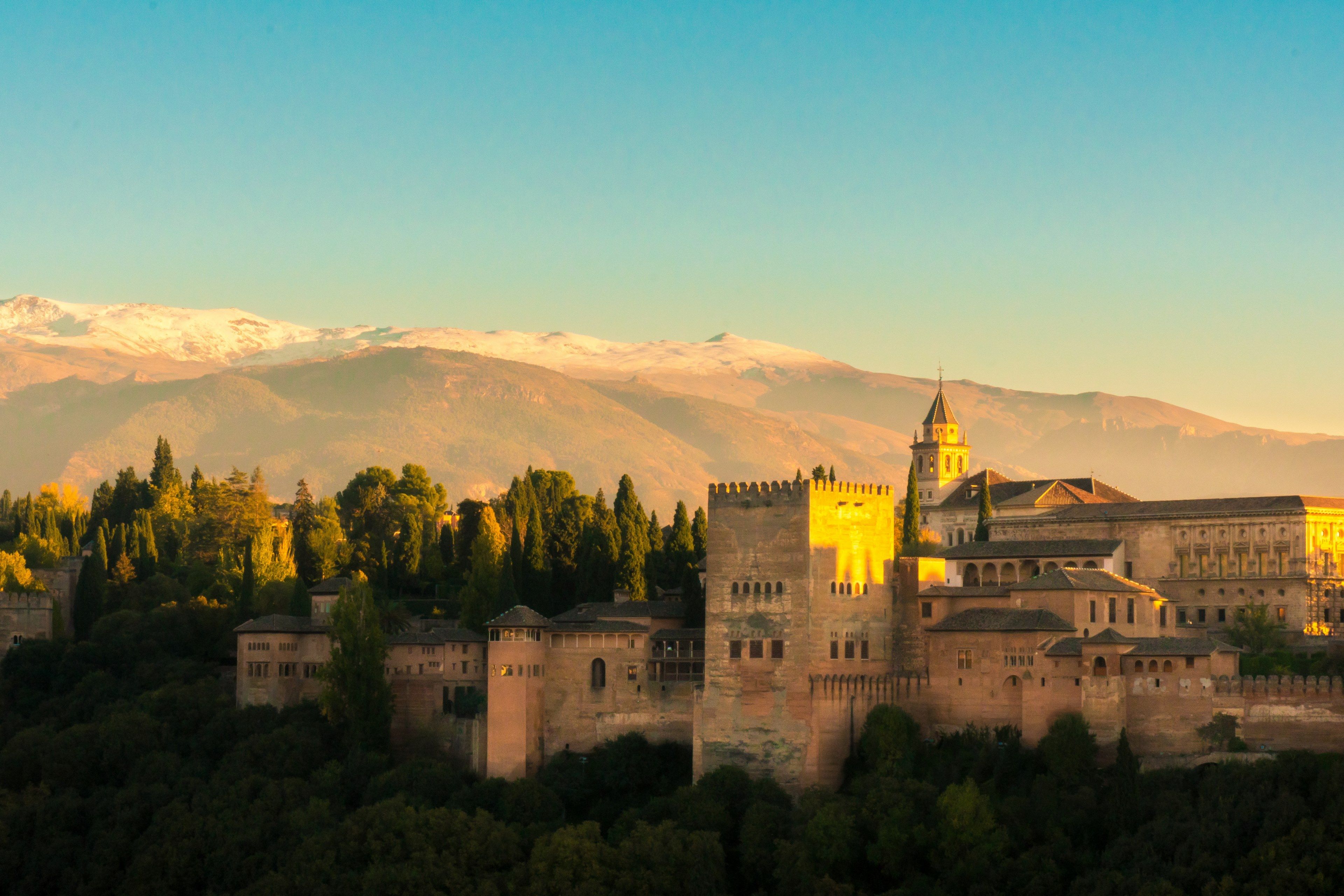 alhambra and sierra nevada 4k wallpaper and background