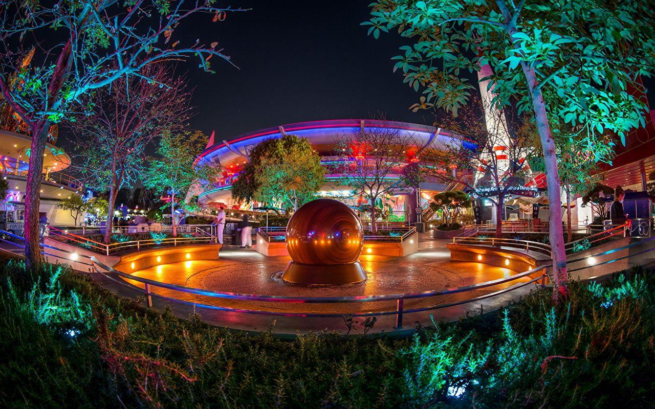 Wallpaper California Disneyland USA HDRI Night Cities