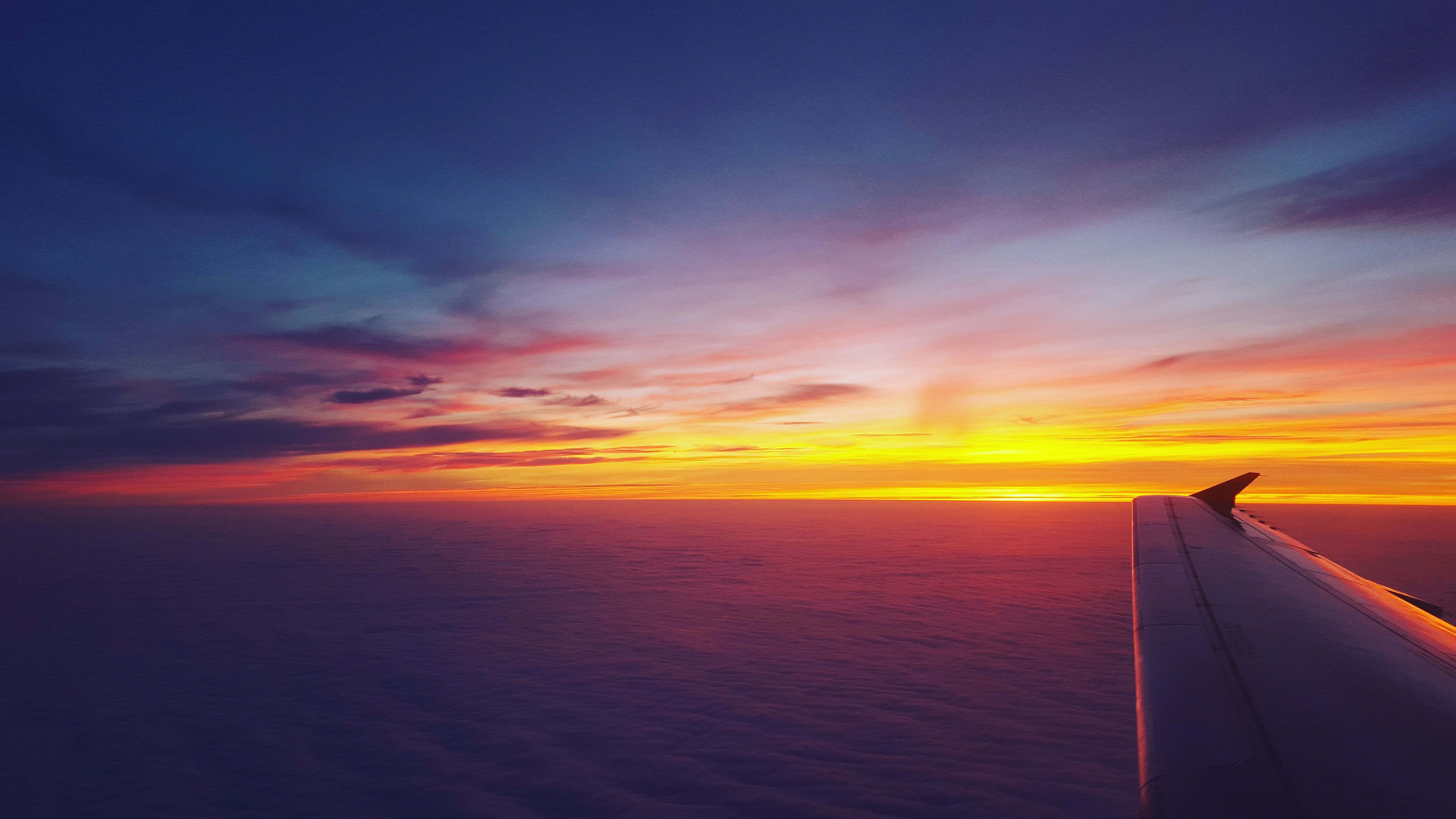 Airplane Dawn Dusk Flight Sunrise Sky, HD Planes, 4k Wallpaper