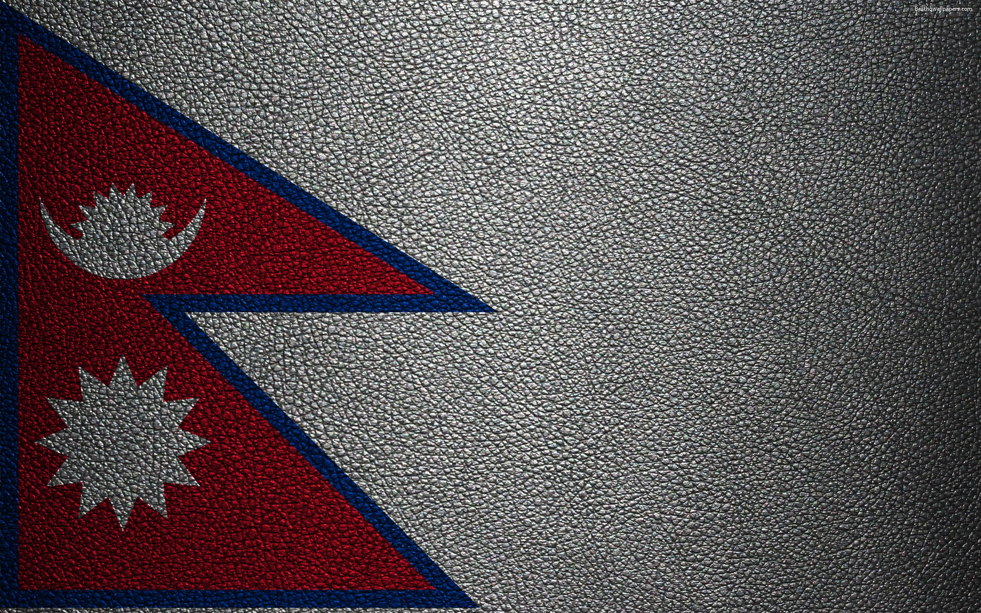 Download wallpaper Flag of Nepal, 4k, leather texture, Nepalese