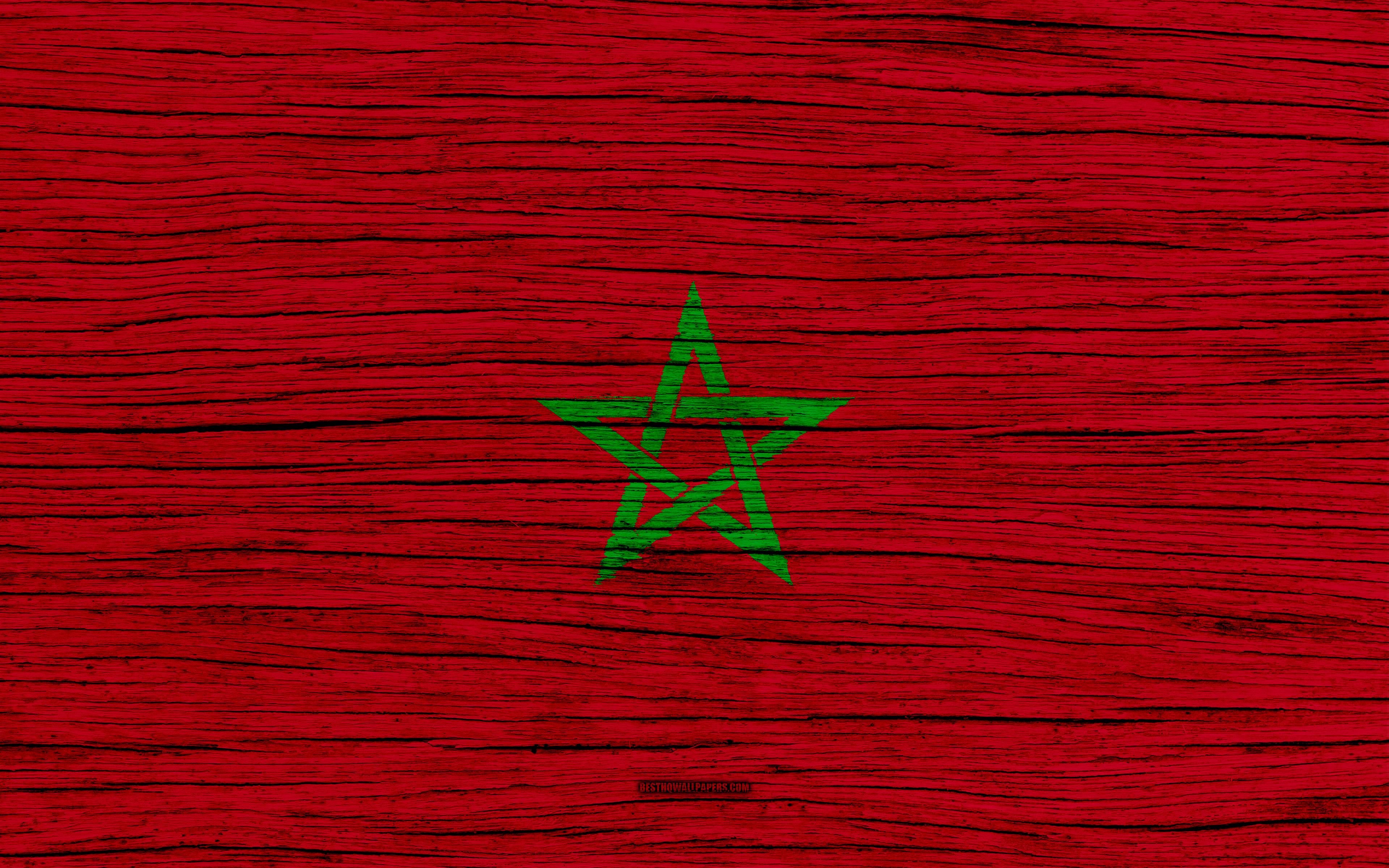 Download wallpaper Flag of Morocco, 4k, Africa, wooden texture