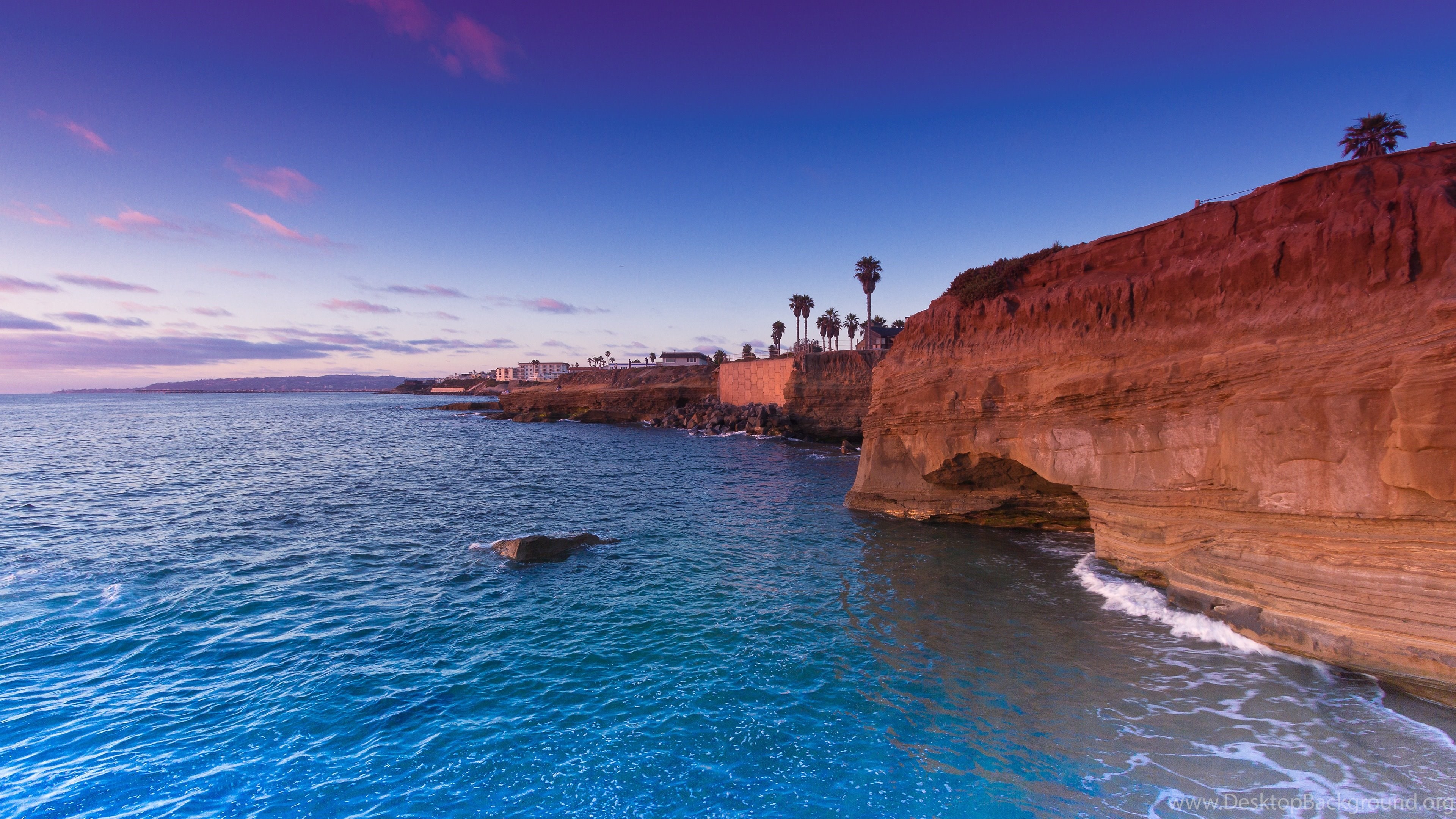 Sunset Cliffs Pacific Ocean San Diego 4K Ultra HD Desktop Wallpaper