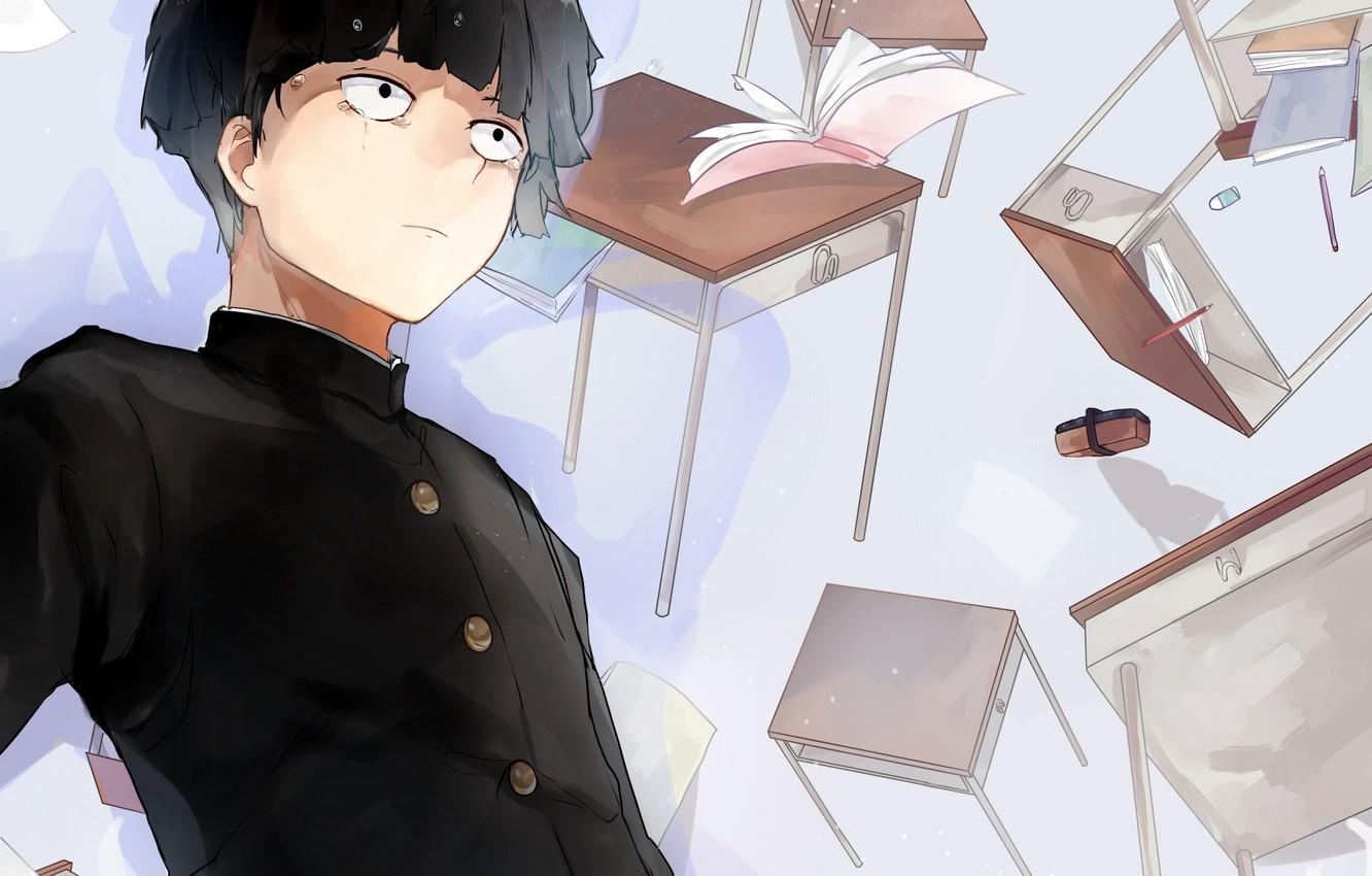 Wallpaper anime, art, guy, school, Mob Psycho Kageyama Shigeo