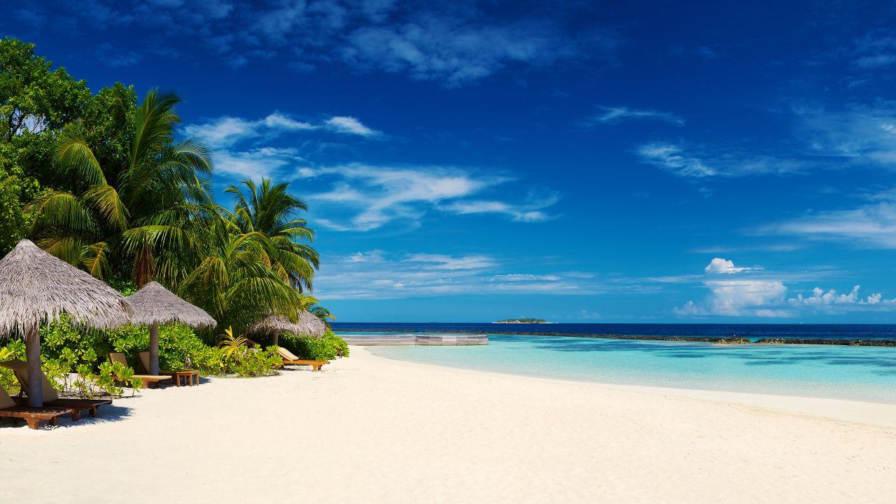 Wallpaper Maldives, Tropical beach, Seascape, Ocean, Island, 4K