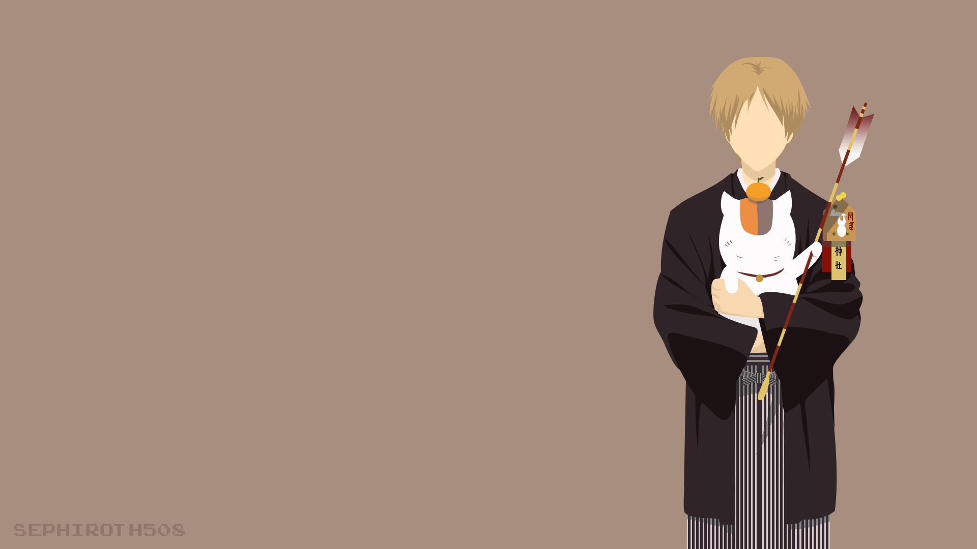 Wallpaper, Natsume Yuujinchou, Takashi Natsume, nyanko sensei