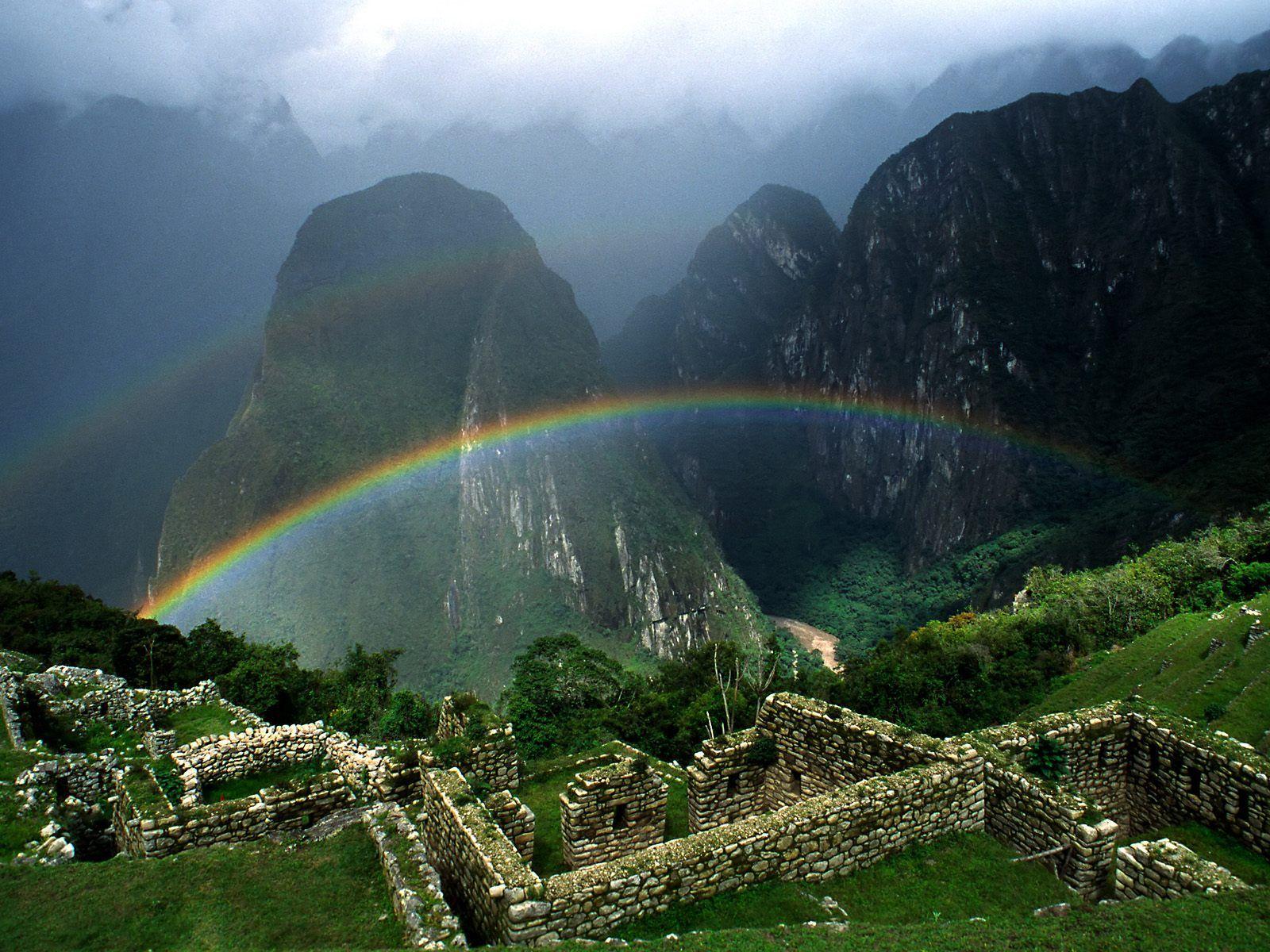 peru. Rainbow Over Machu Picchu Peru Wallpaper, Picture, Photo