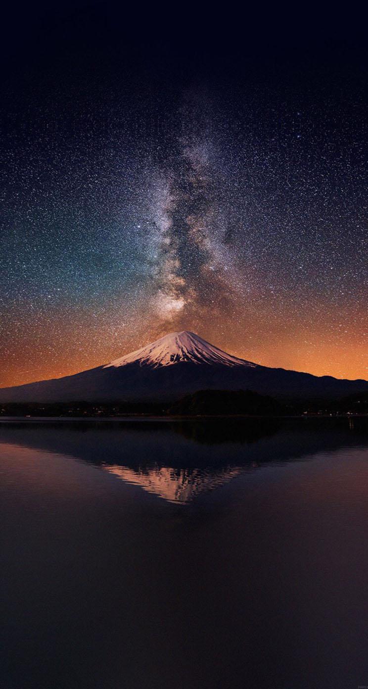 Milky Way On Mount Fuji iPhone Wallpaper