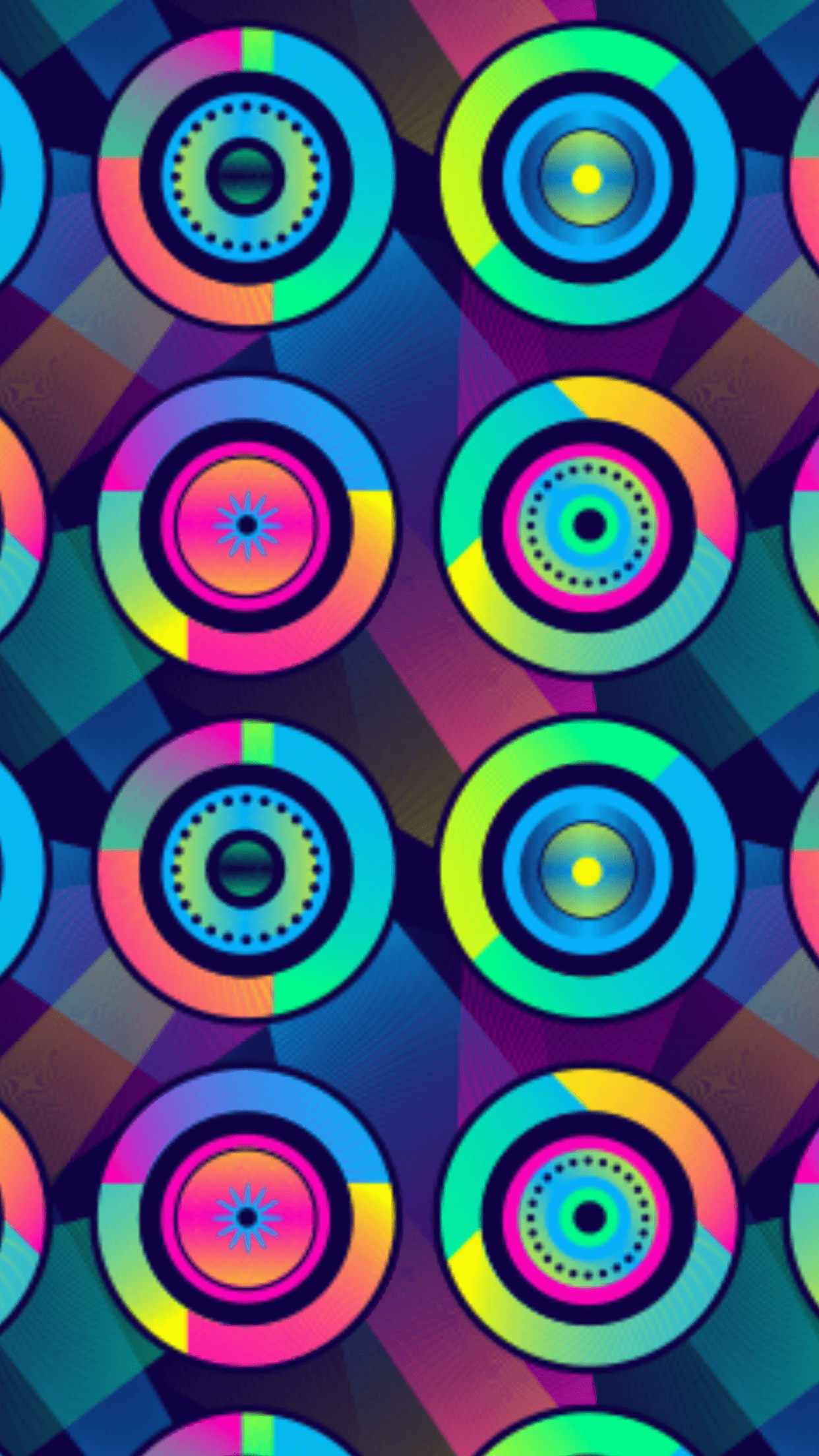 Colorful Psychedelic Circles Wallpaper. *Abstract and Geometric