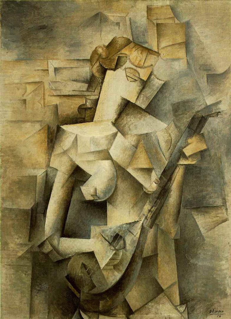 Young Woman With Mandolin picasso 1910s art wallpaper