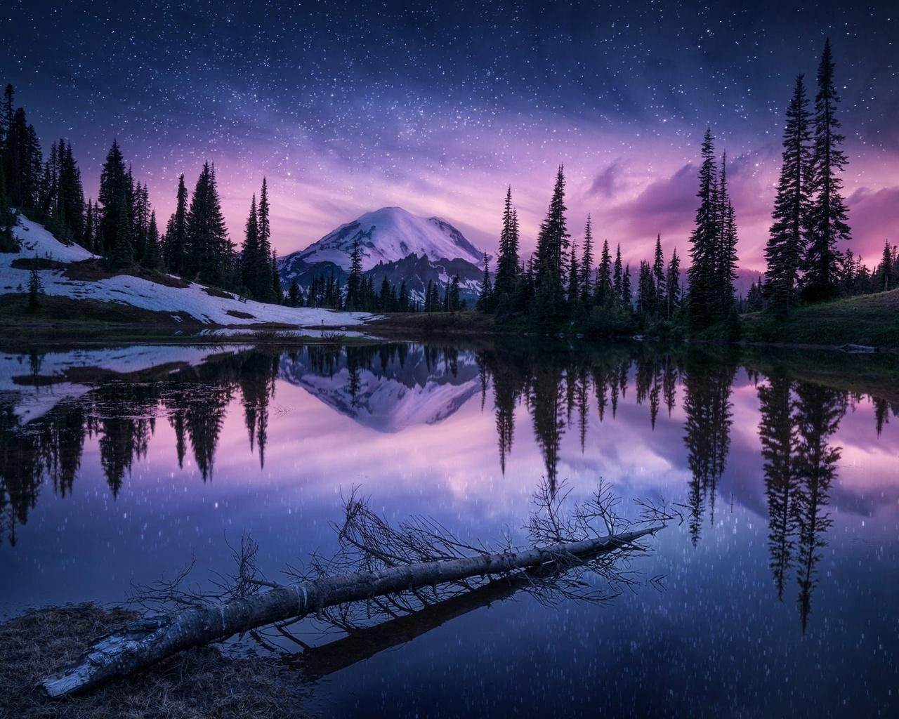 Lake Nature Night Reflection 1280x1024 Resolution HD 4k