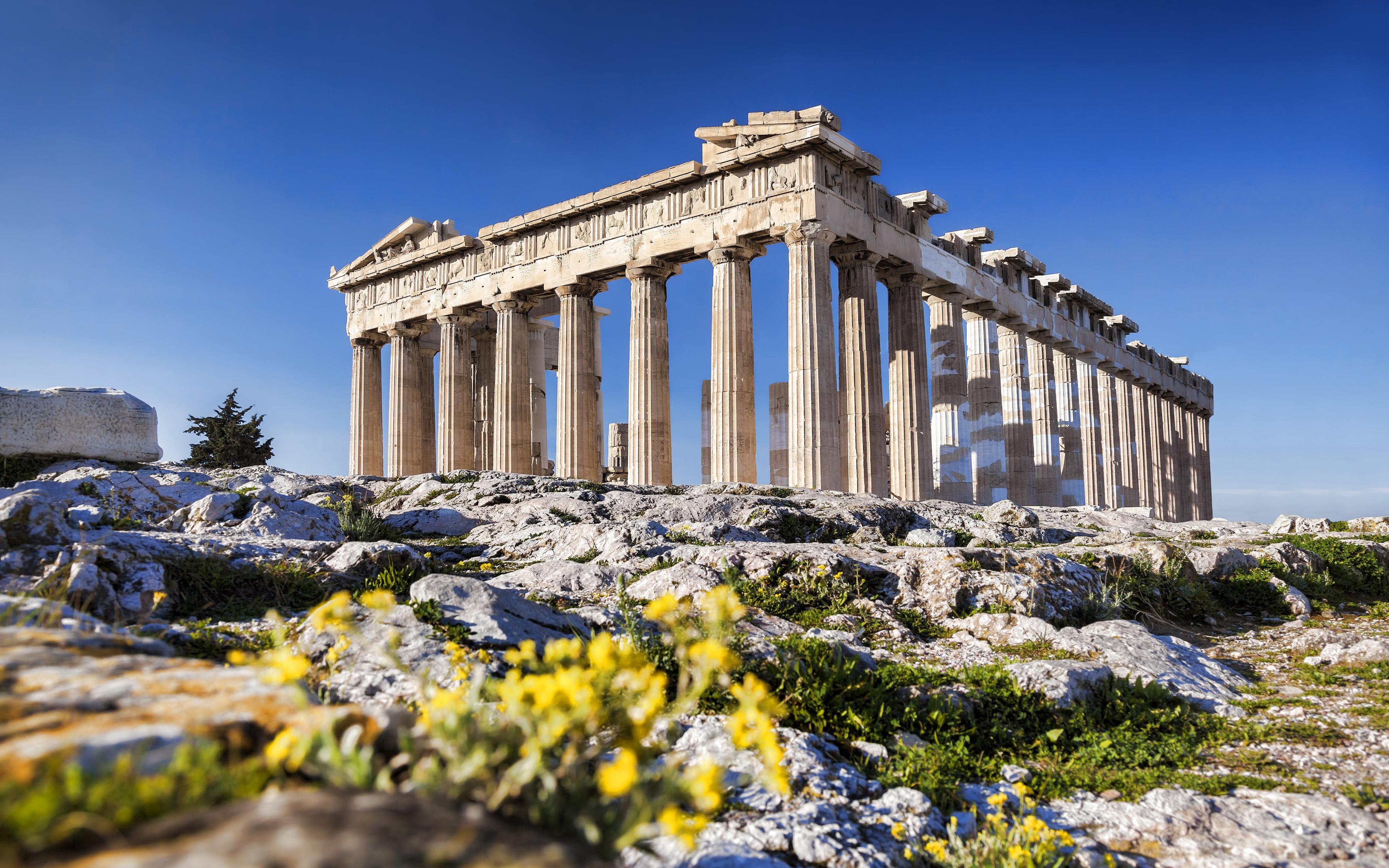 Download wallpaper Acropolis of Athens, 4k, landmark, summer, ruins