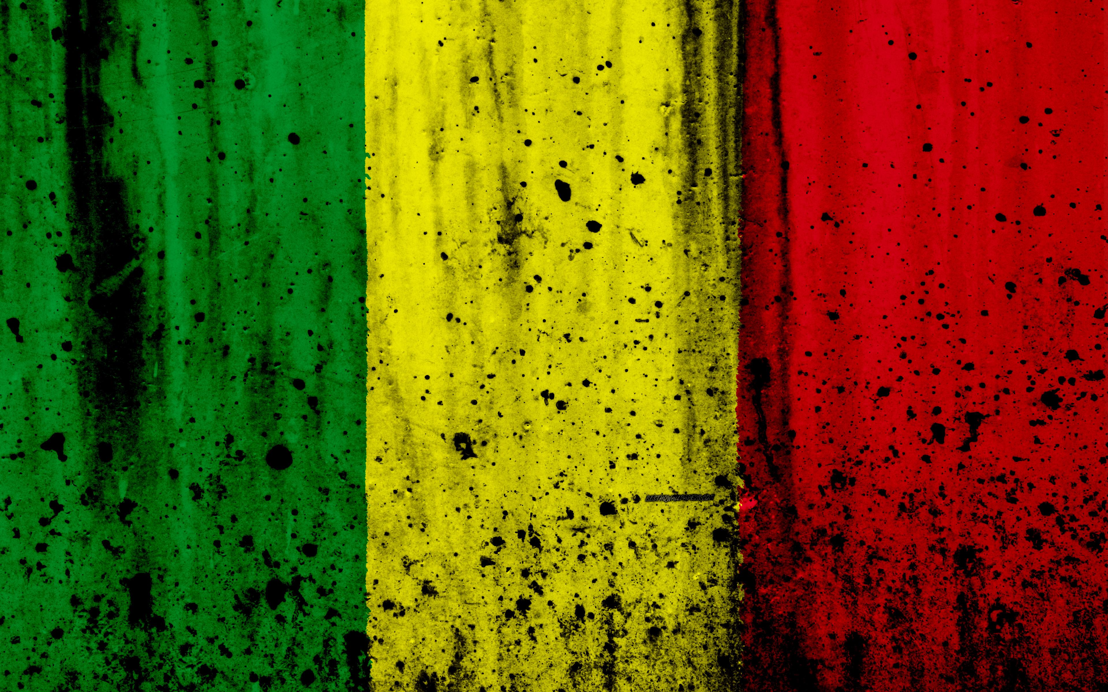 Download wallpaper Malian flag, 4k, grunge, flag of Mali, Africa