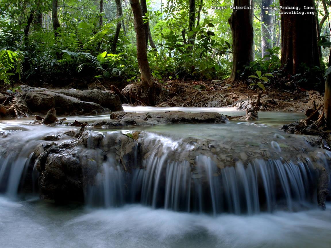 Waterfall Wallpaper, Kangsi, Luang Prabang, Laos