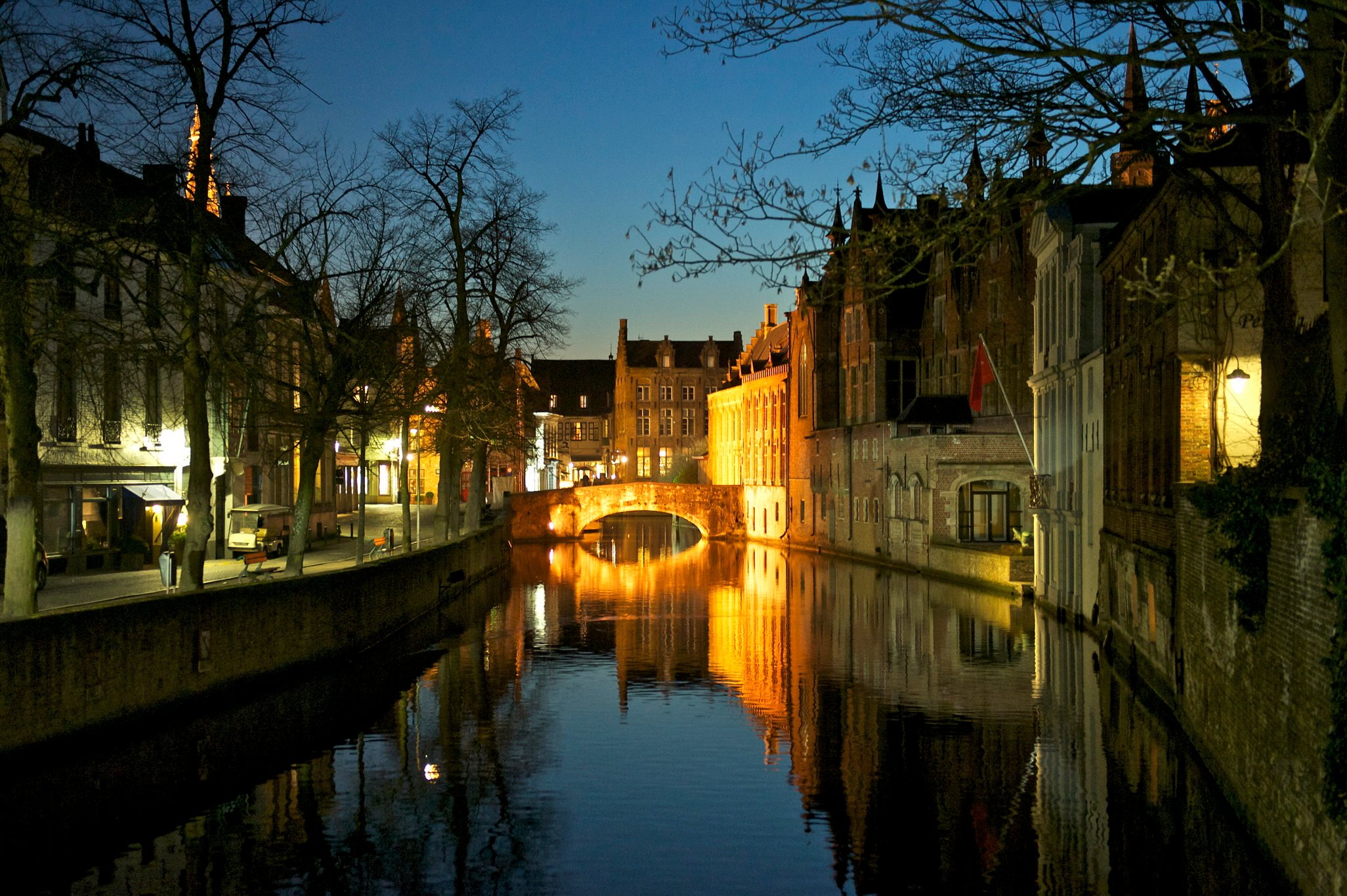 Wallpaper Belgium Bruges Canal Rivers Cities Houses 2052x1365