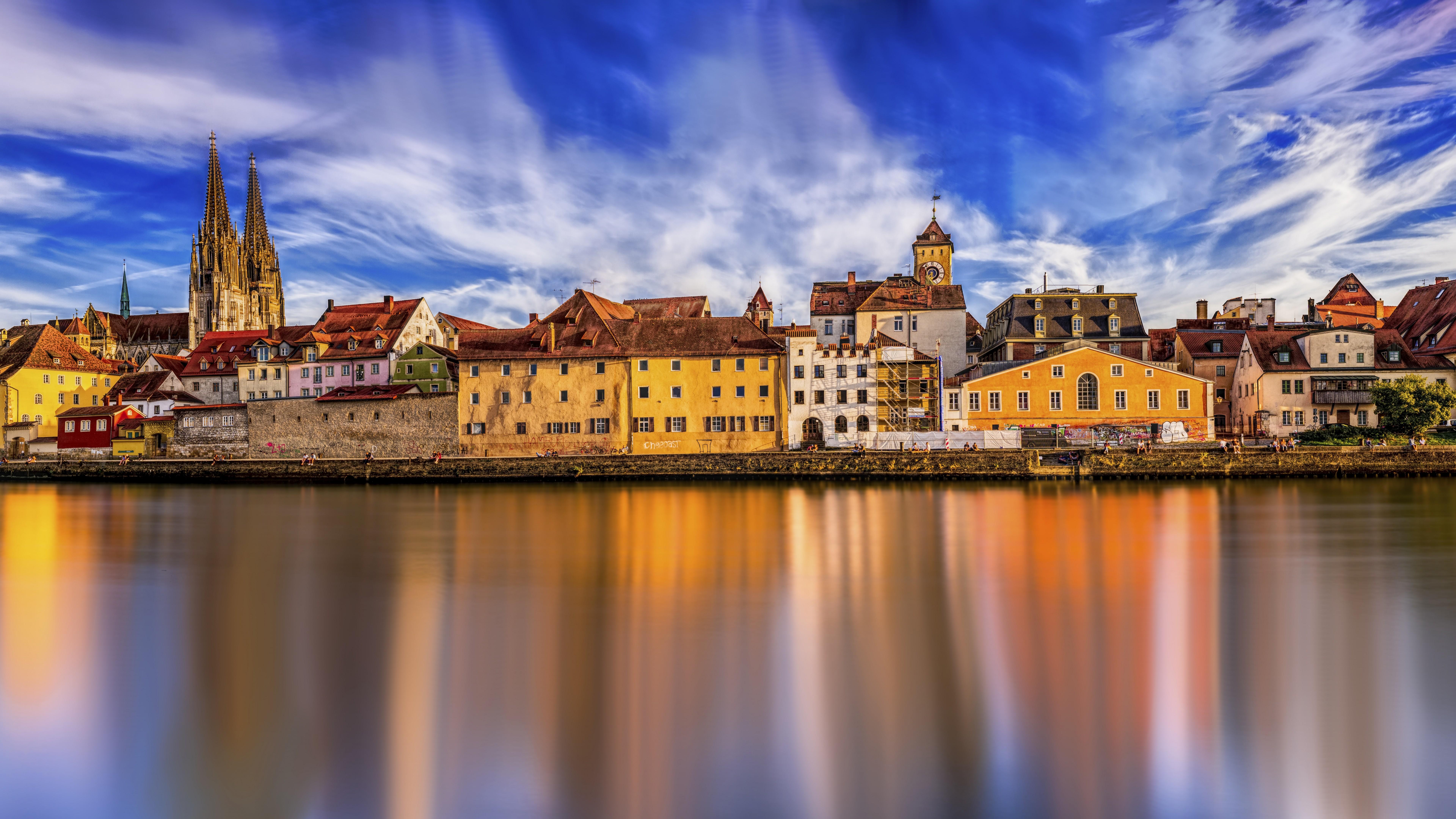 Wallpaper Regensburg, Germany, river Danube, 8k, Nature