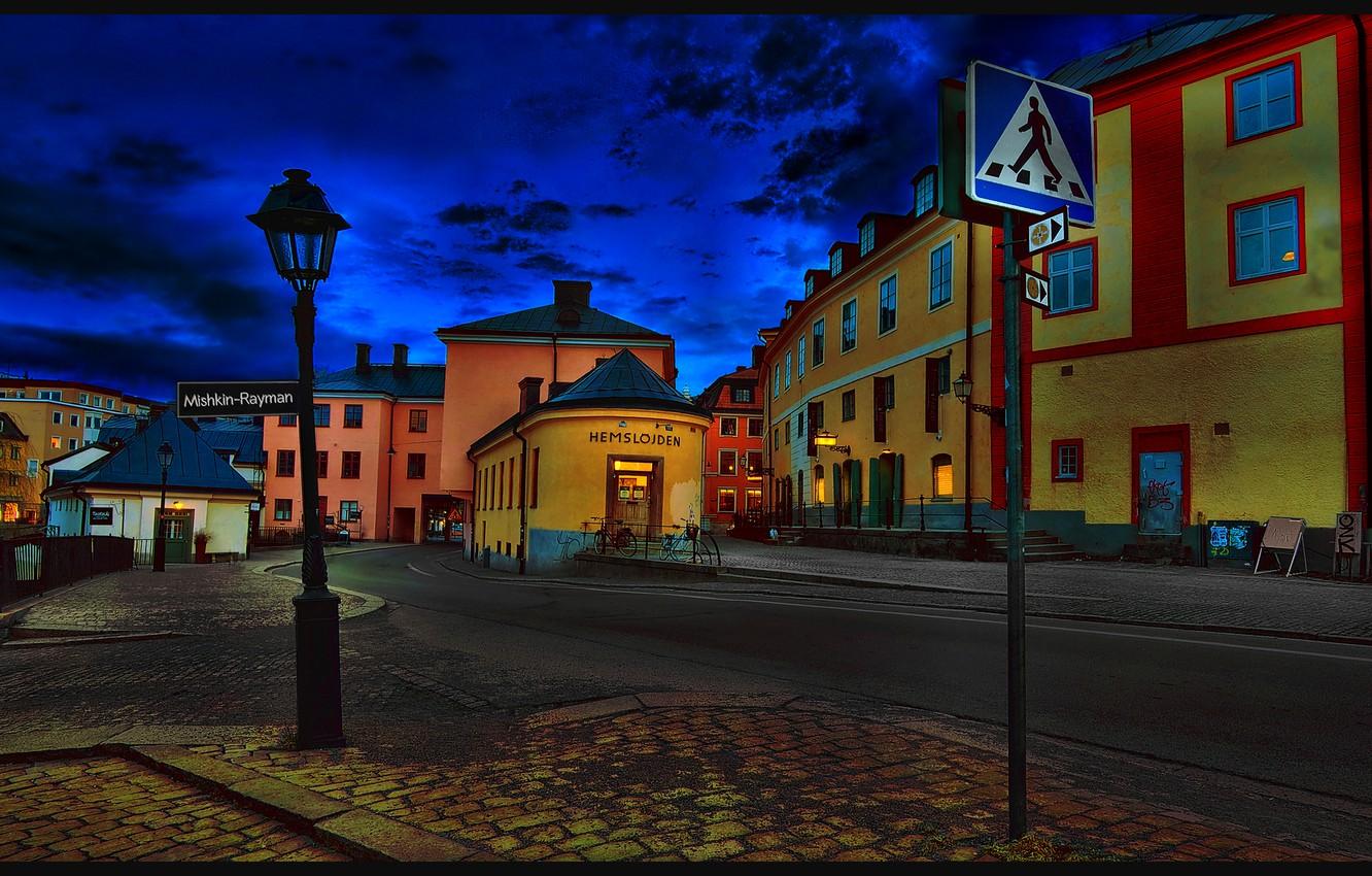 Wallpaper city, the city, street, the evening, Sweden, Sweden