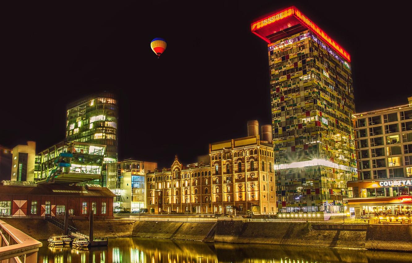 Wallpaper the sky, night, lights, balloon, building, home, Germany