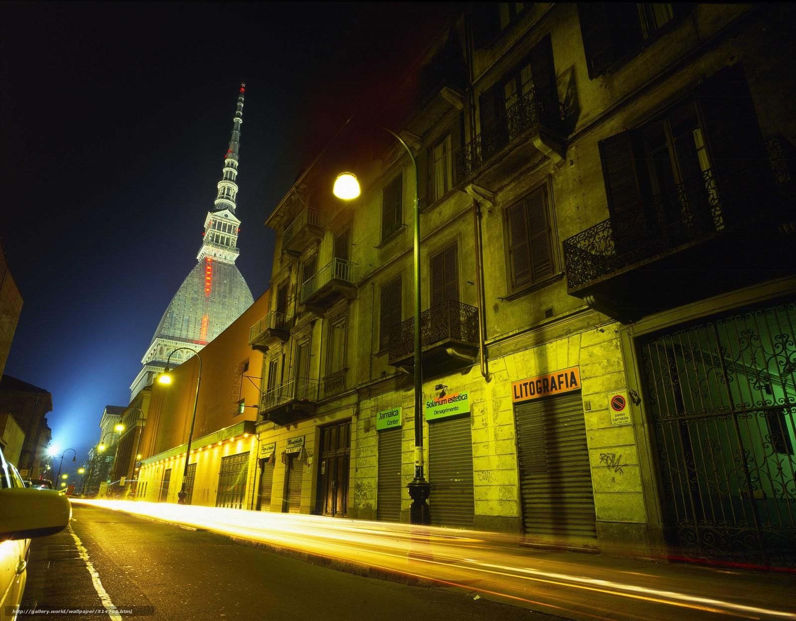 Download wallpaper building, Turin, lights free desktop wallpaper