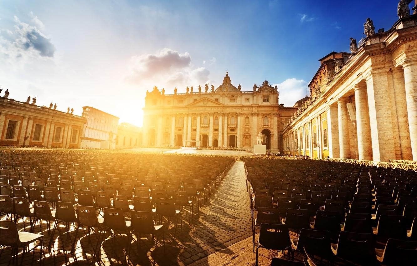 Wallpaper the sun, sunset, the city, people, chairs, area, Rome