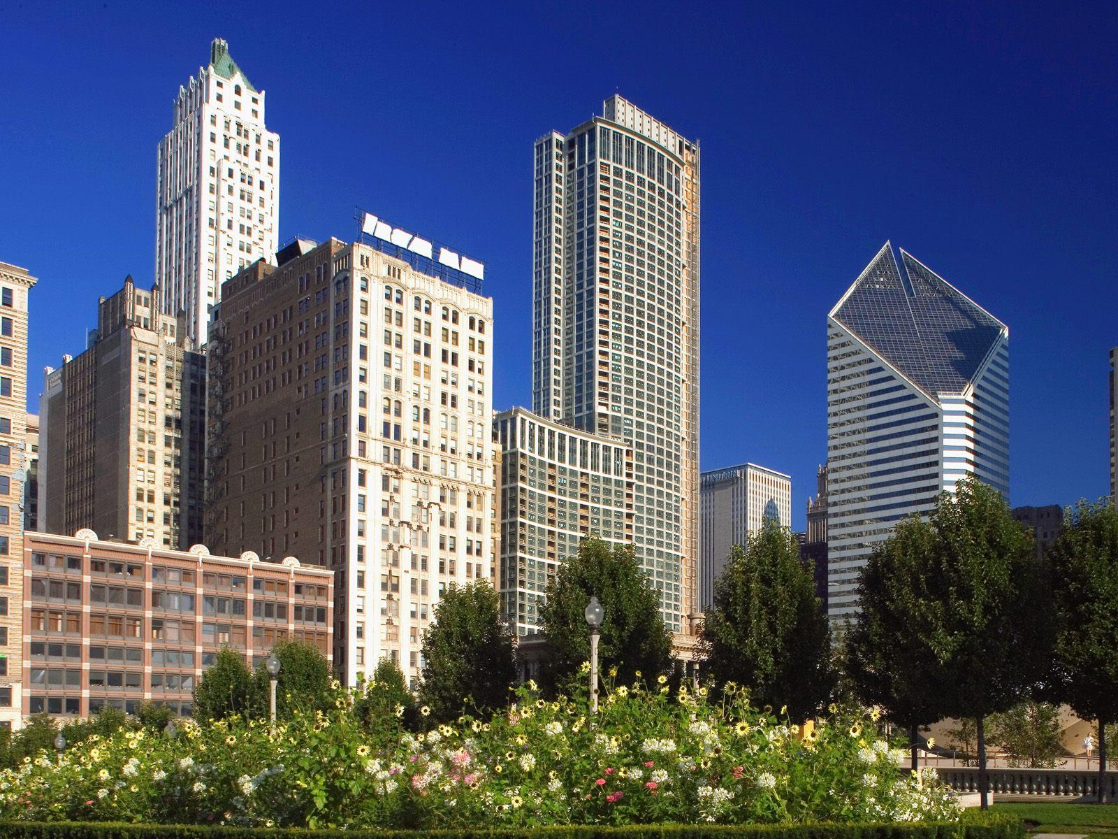 Chicago Skyline From Millennium Park, Illinois