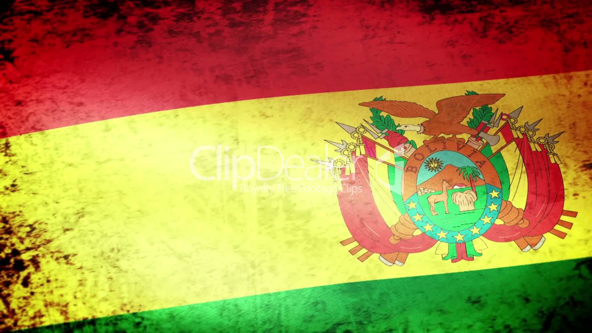 Bolivia Flag Waving, Grunge Look: Royalty Free Video And Stock Footage