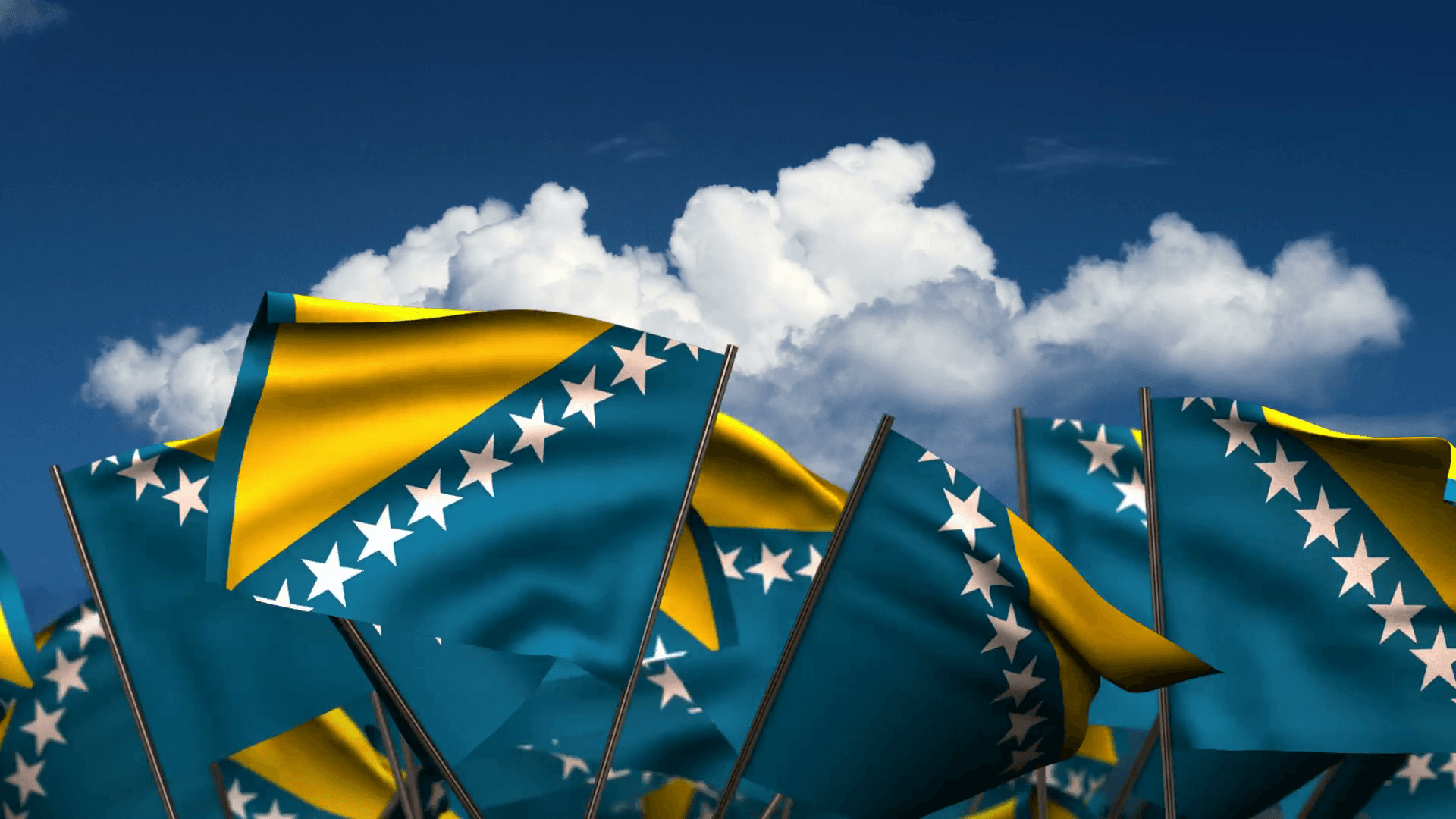 Waving Bosnia and Herzegovinan Flags Motion Background