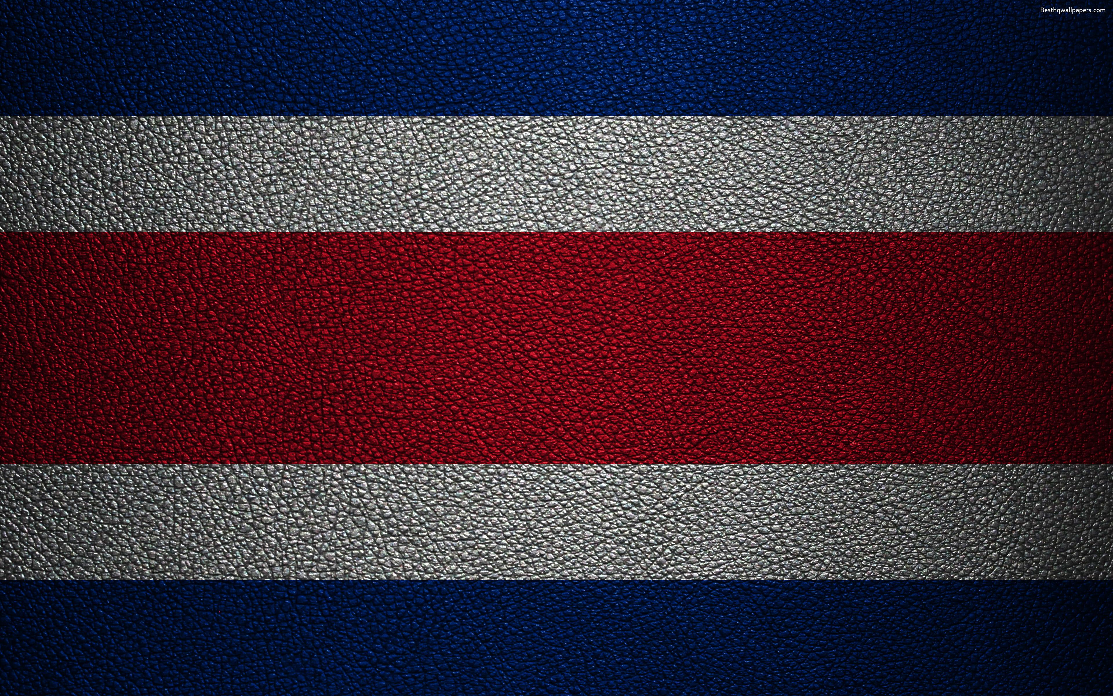 Download wallpaper Flag of Costa Rica, 4k, leather texture, North