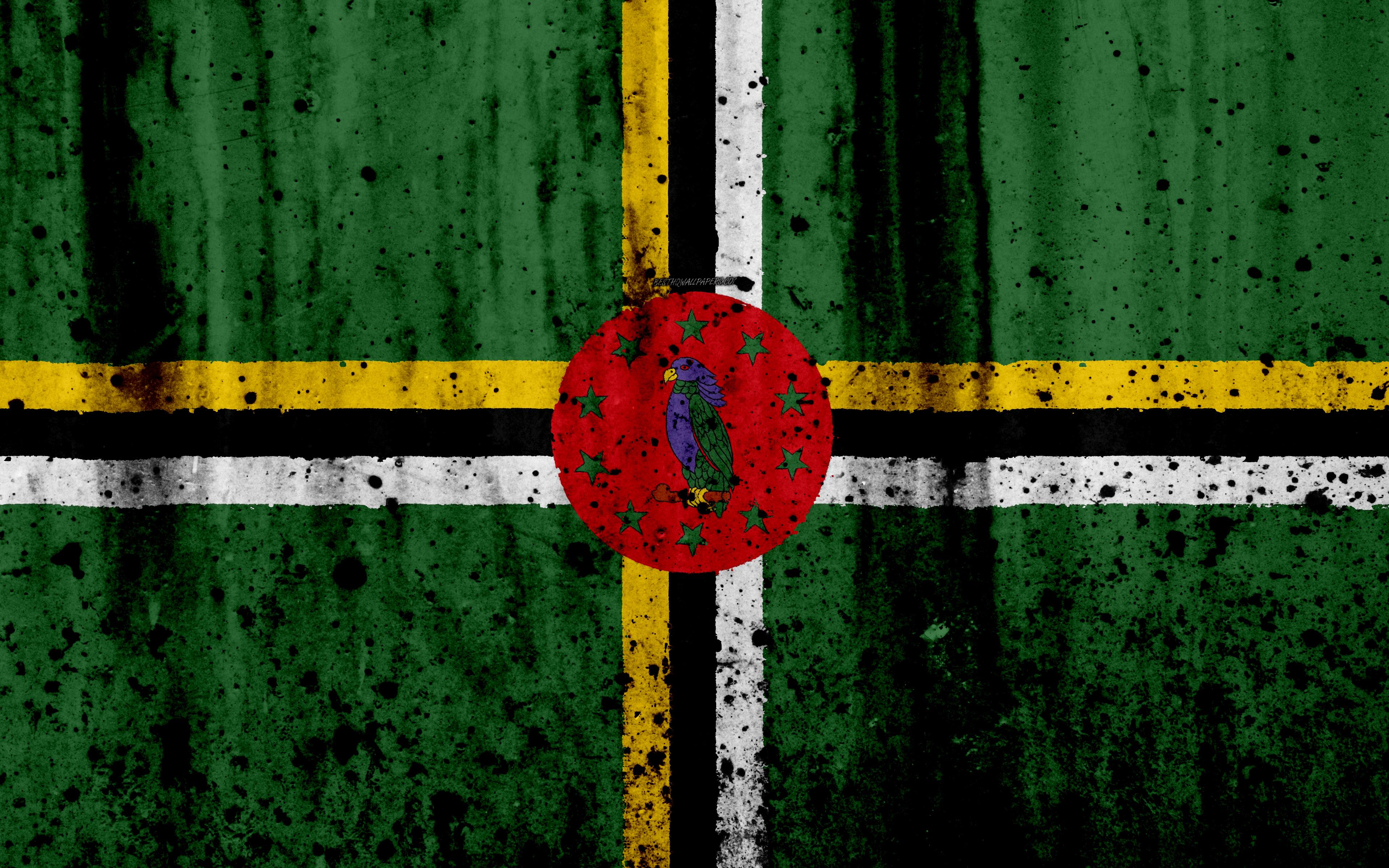 Download wallpaper Dominican flag, 4k, grunge, flag of Dominica