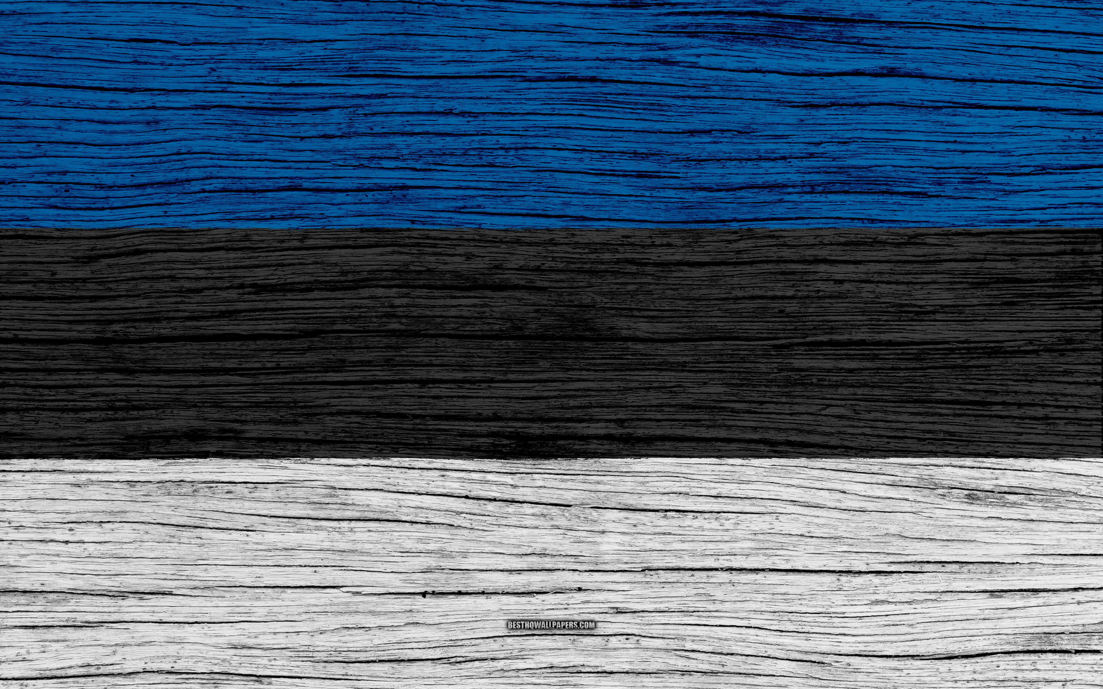 Download wallpaper Flag of Estonia, 4k, Europe, wooden texture