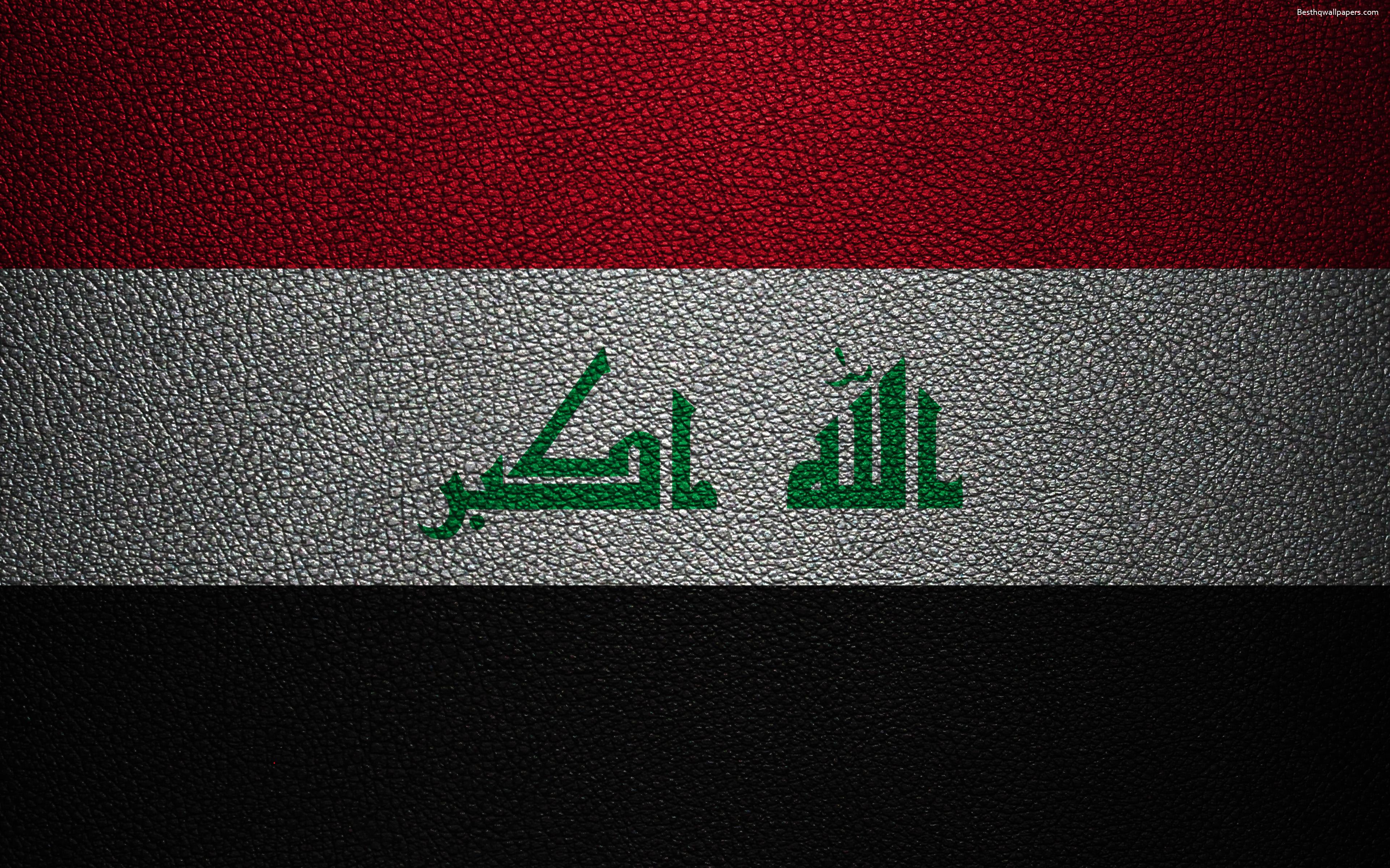 Download wallpaper Flag of Iraq, 4k, leather texture, Iraqi flag