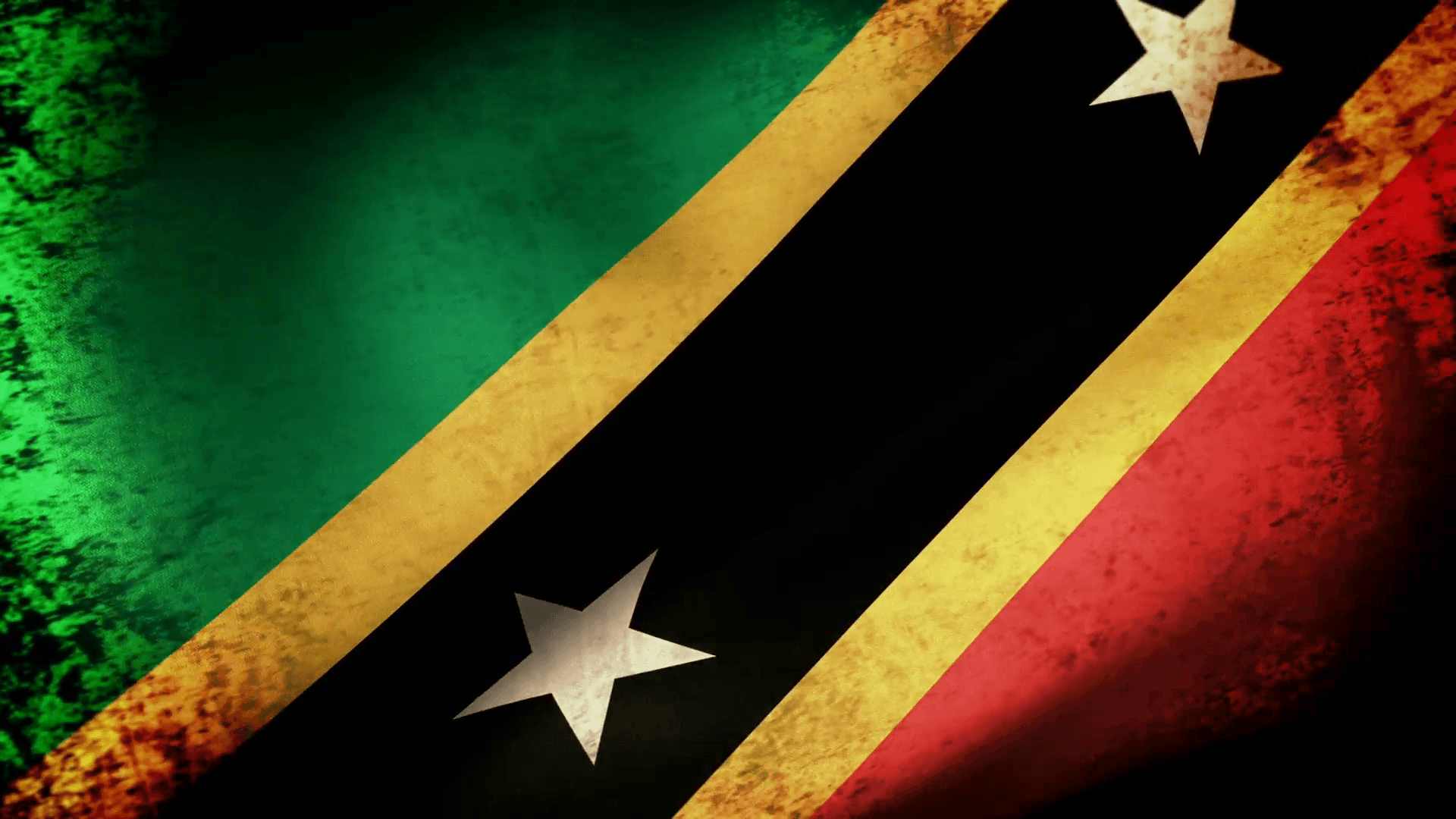 St. Kitts & Nevis Flag Waving, grunge look Motion Background