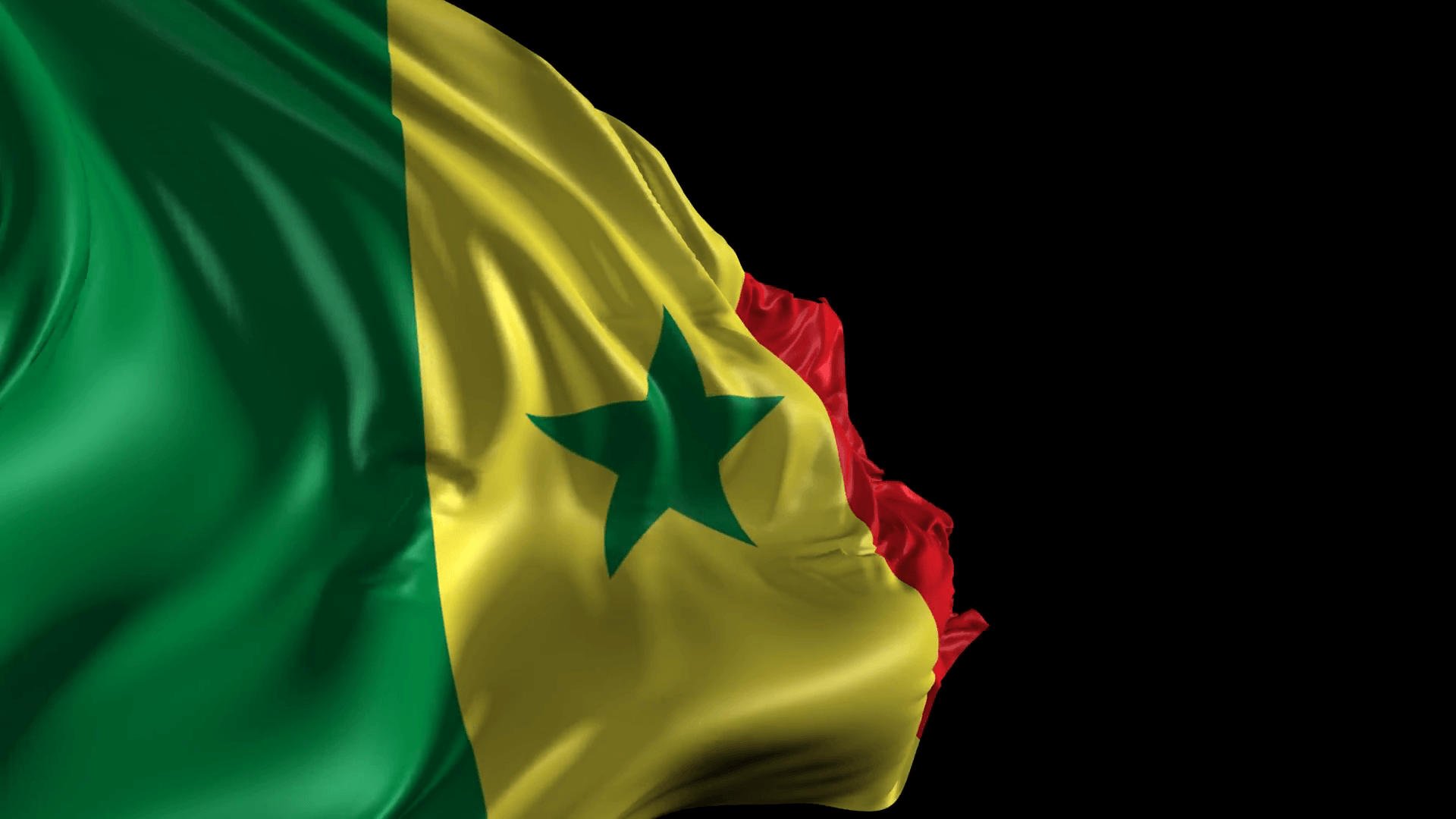 Flag of Senegal- Beautiful 3D animation of Senegal flag with alpha