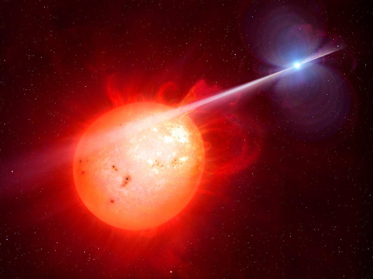 Artist's impression of the exotic binary star system AR Scorpii