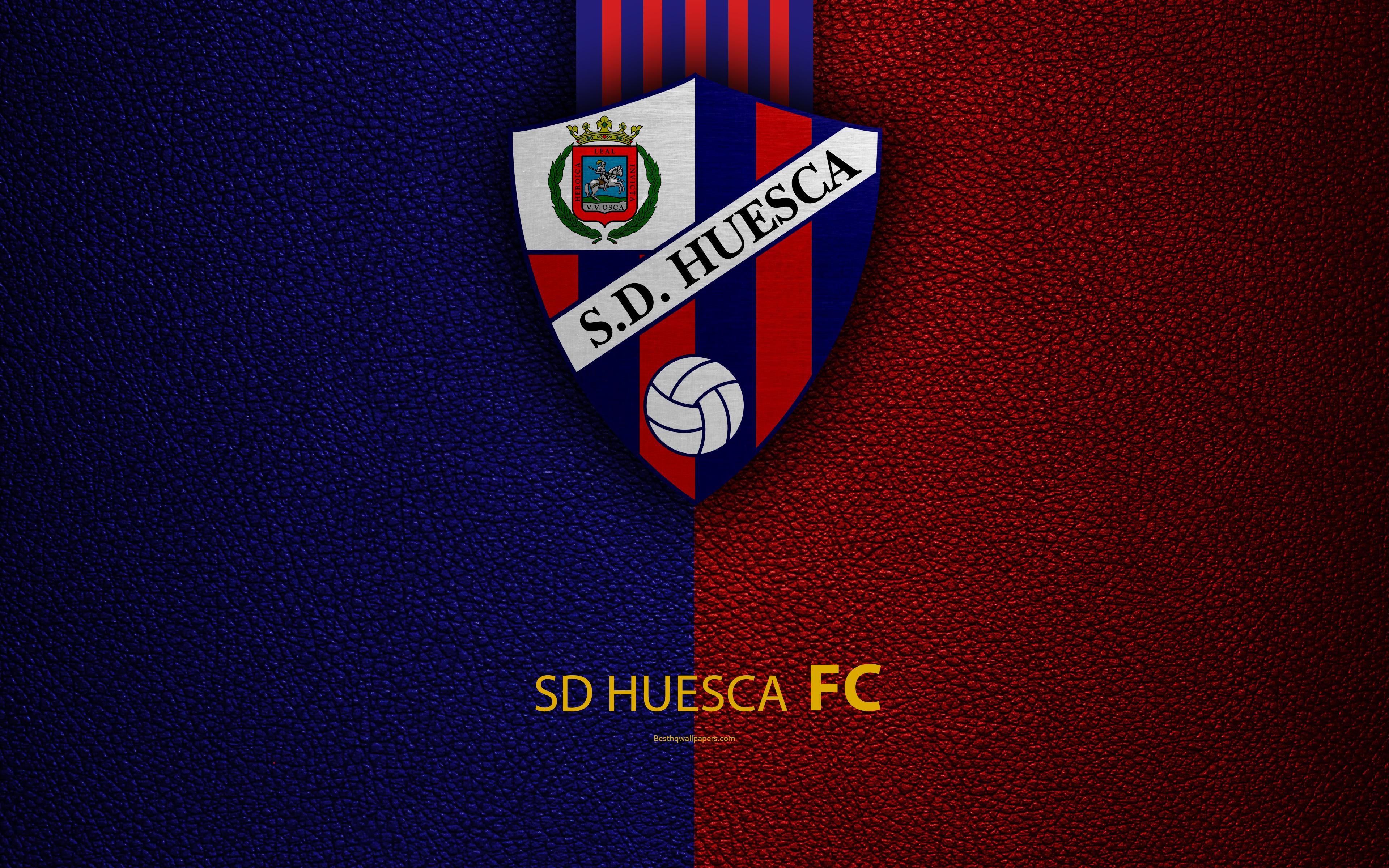 Download wallpaper SD Huesca FC, 4K, Spanish Football Club, leather