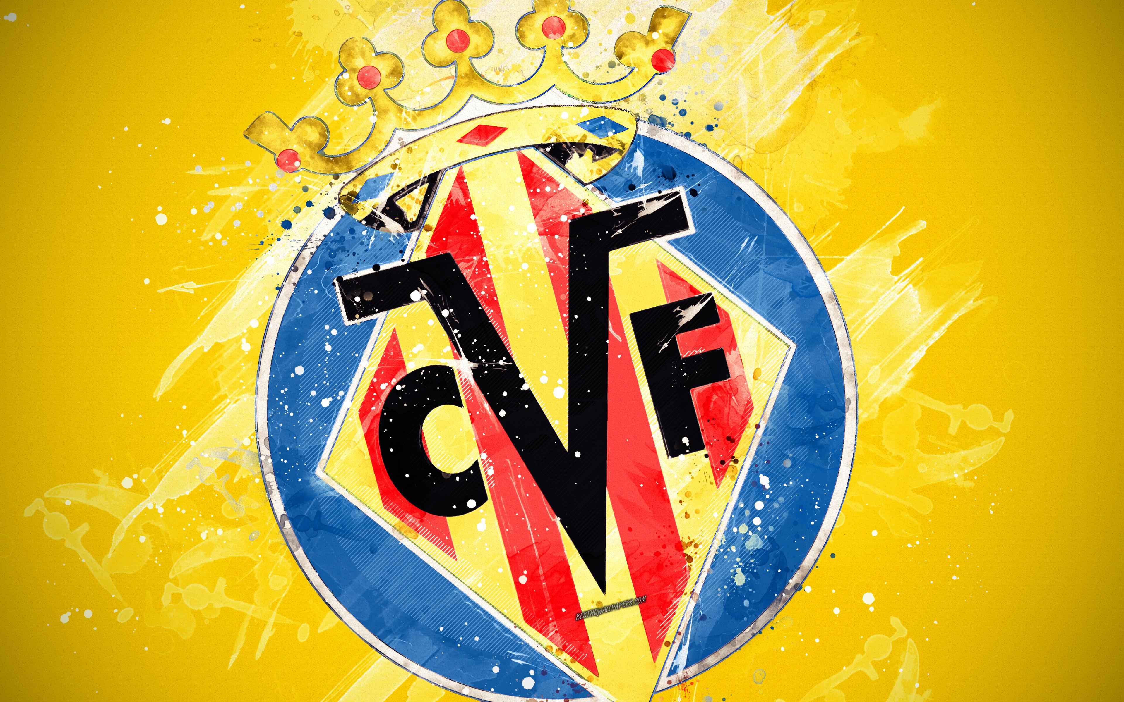 Download wallpaper Villarreal CF, 4k, paint art, creative, Spanish
