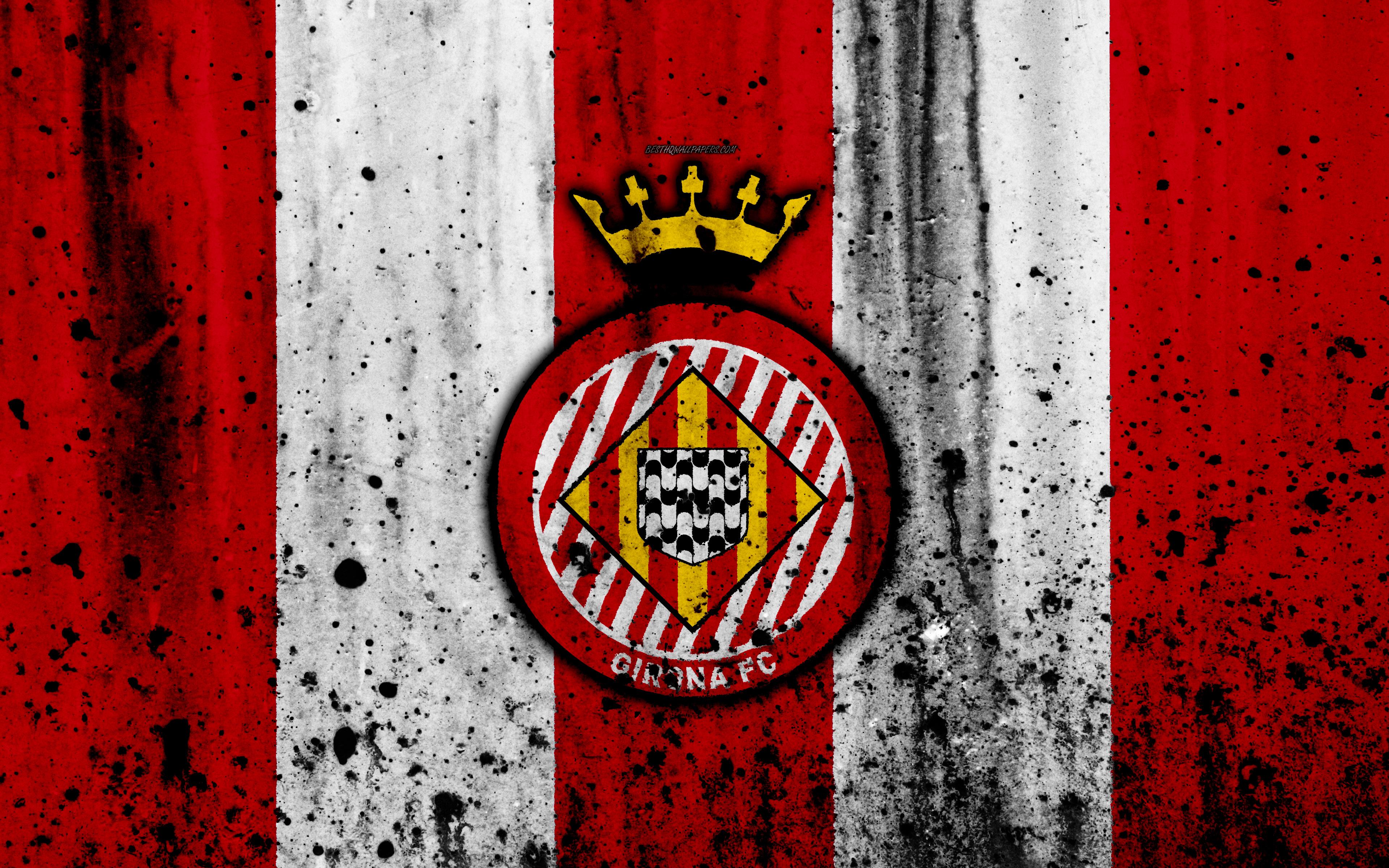 Download wallpaper Girona, 4k, grunge, La Liga, stone texture