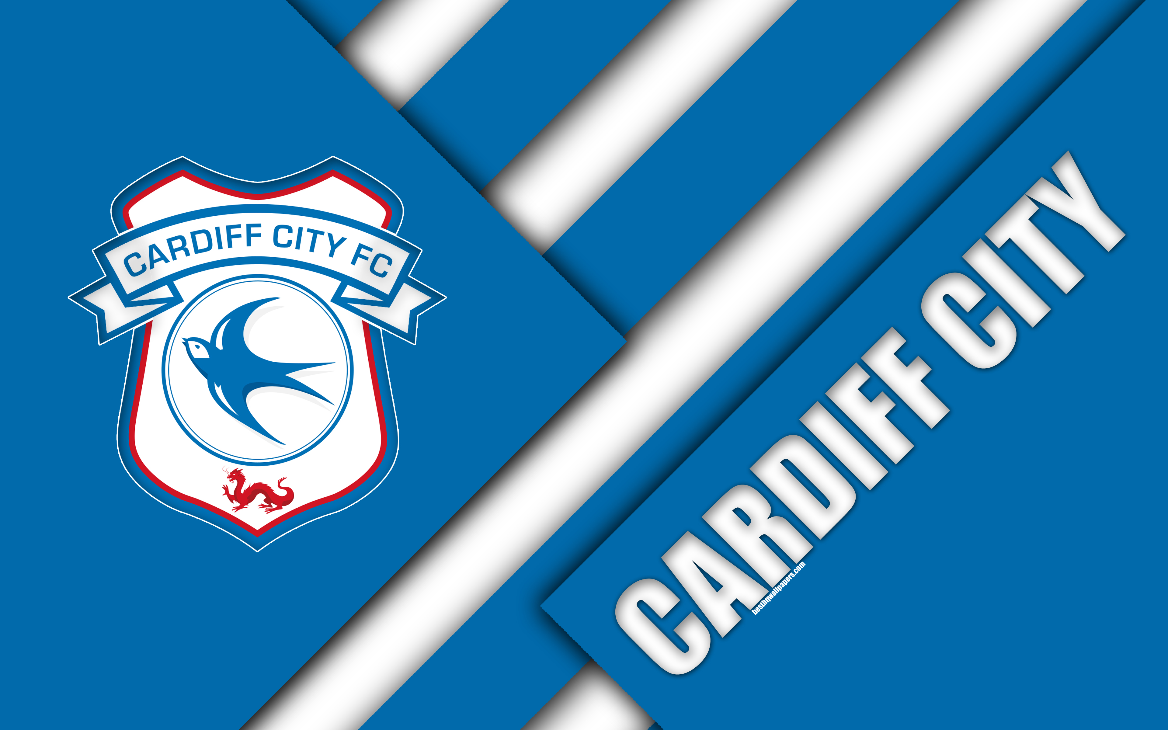 Download wallpaper Cardiff City FC, logo, 4k, blue white
