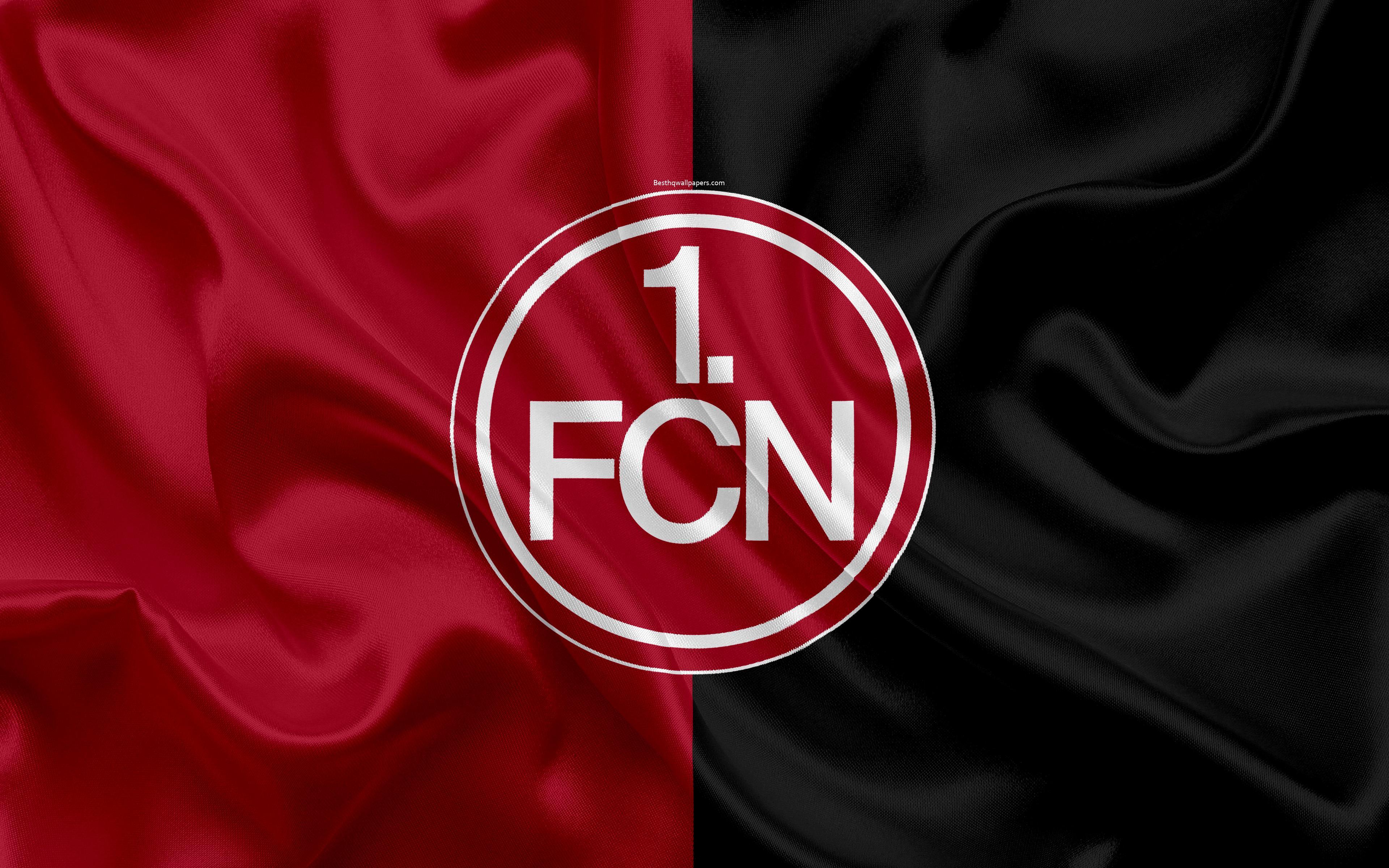 Download wallpaper FC Nurnberg, 4k, burgundy gray silk flag, German