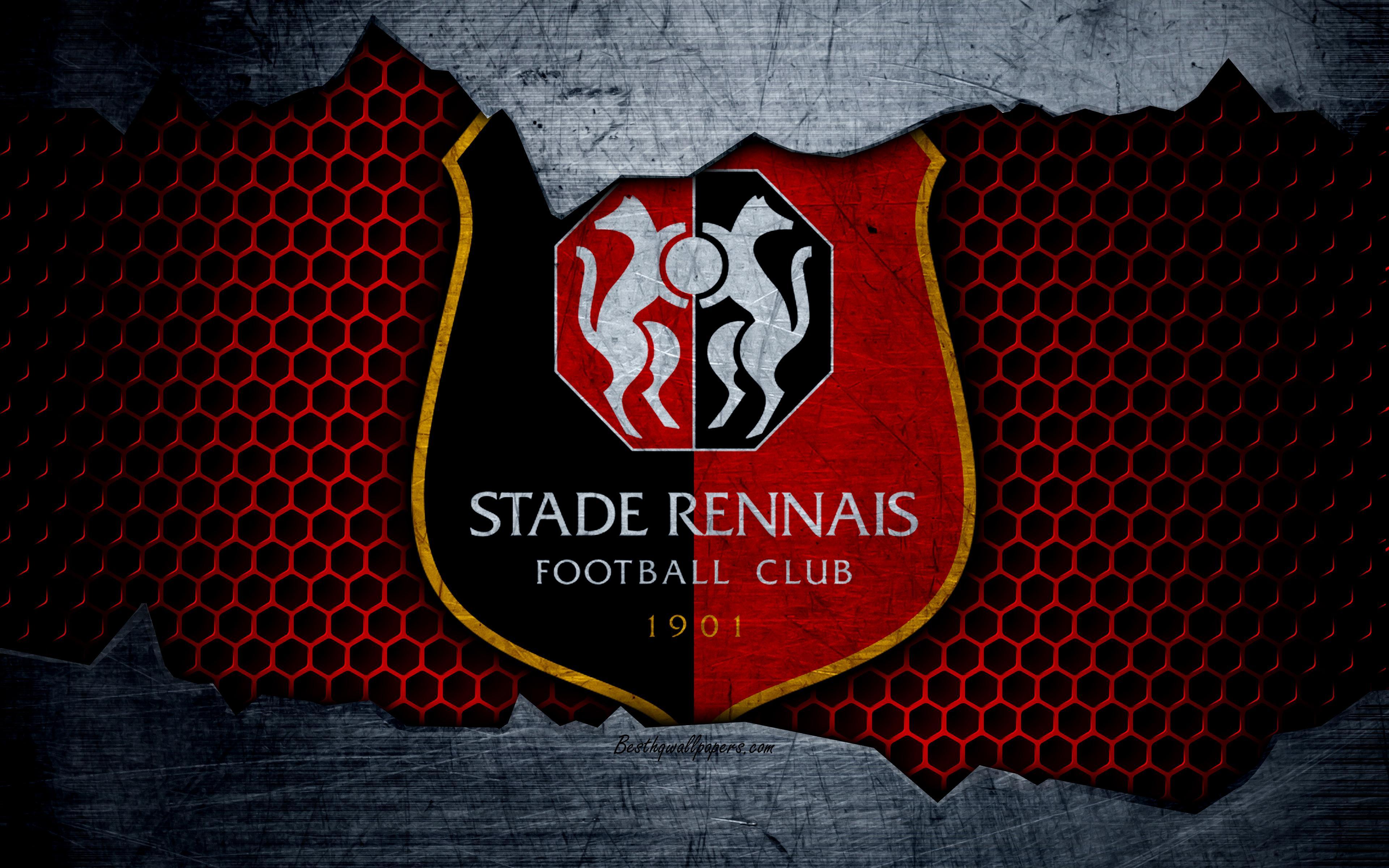 Download wallpaper Rennes, 4k, Liga logo, grunge, soccer