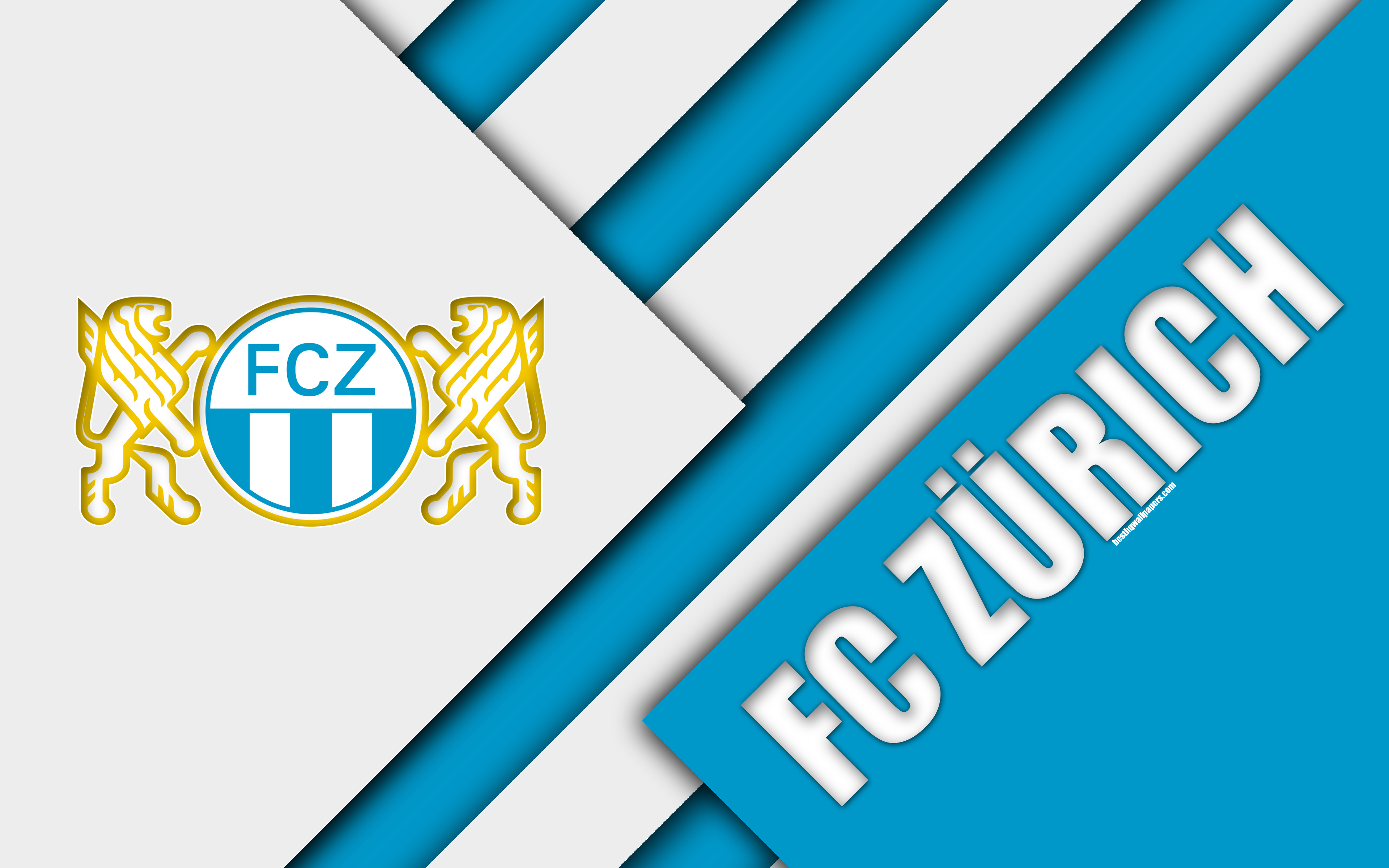 Download wallpaper FC Zurich, blue white abstraction, 4k, Swiss