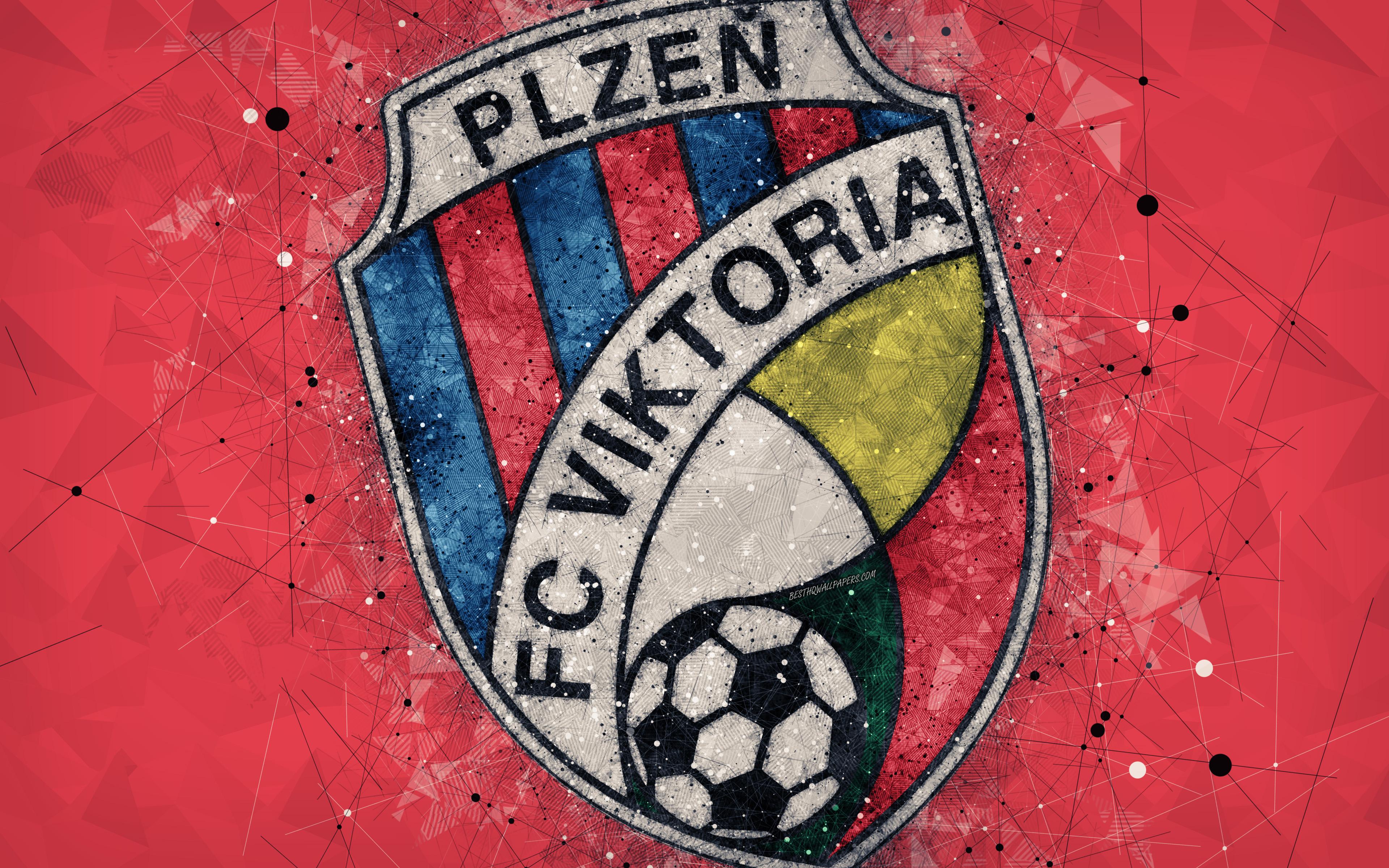 Download wallpaper FC Viktoria Plzen, 4k, geometric art, logo
