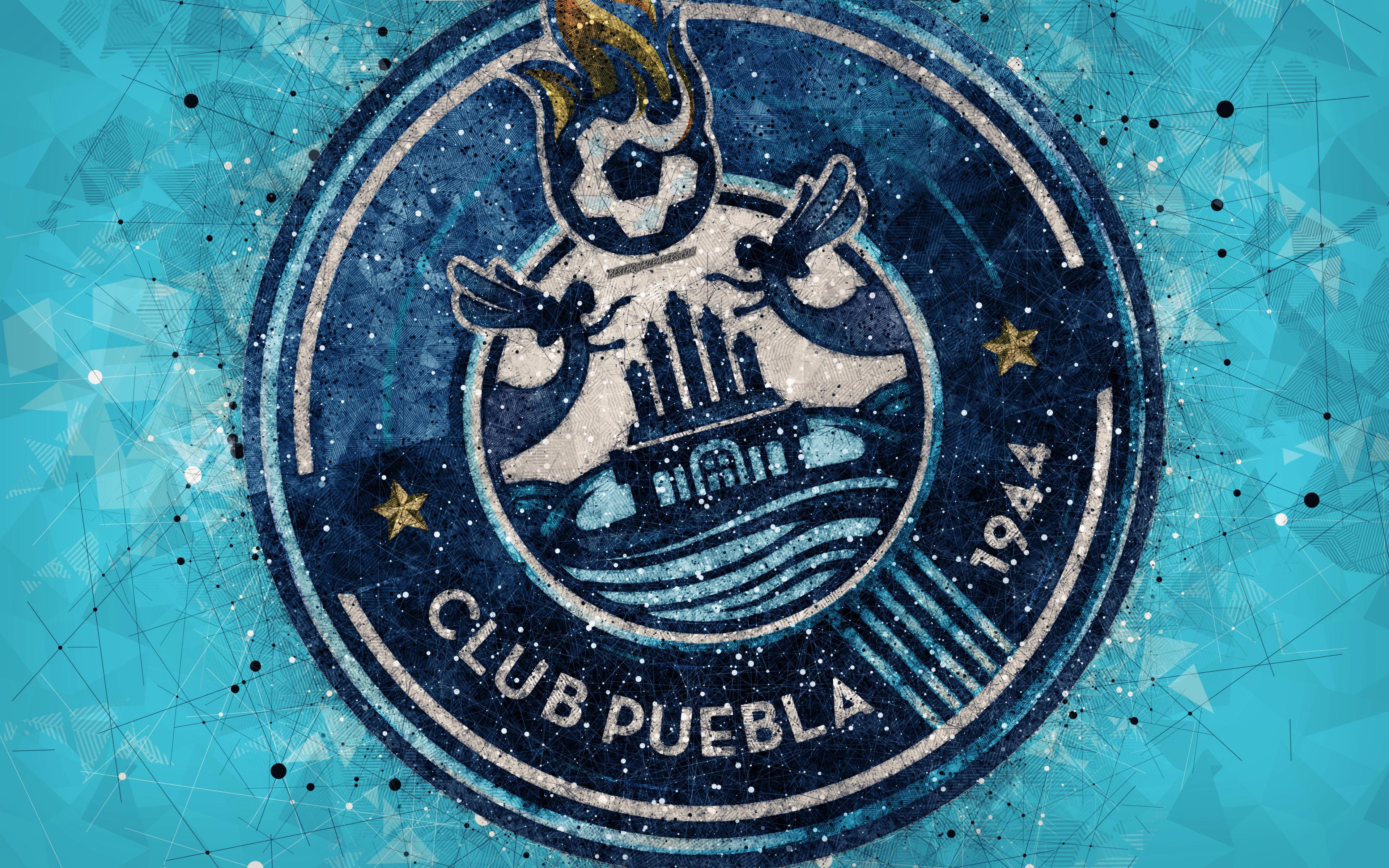 Download wallpaper Puebla FC, 4k, geometric art, logo, Mexican