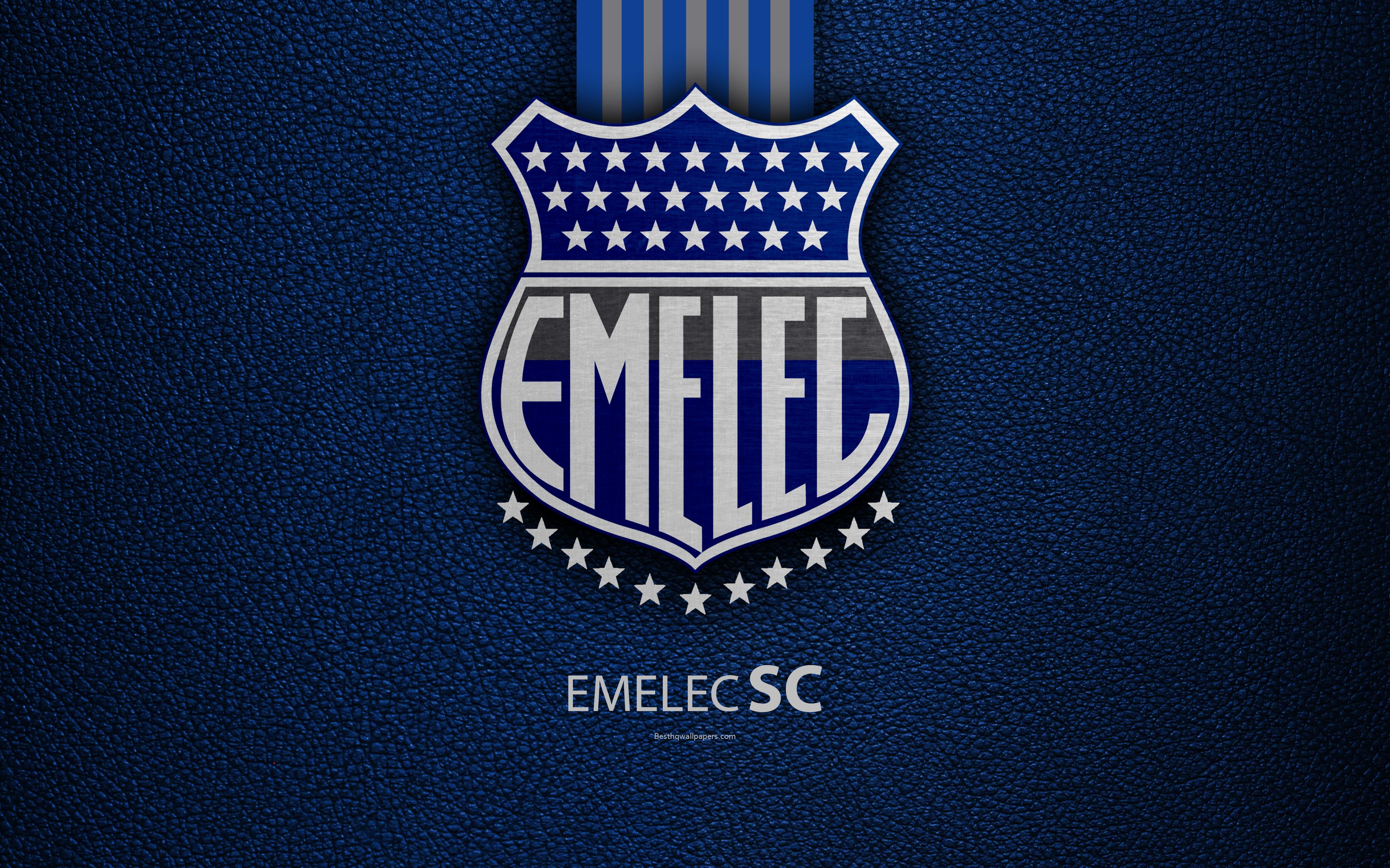 Download wallpaper CS Emelec, 4k, leather texture, Ecuadorian