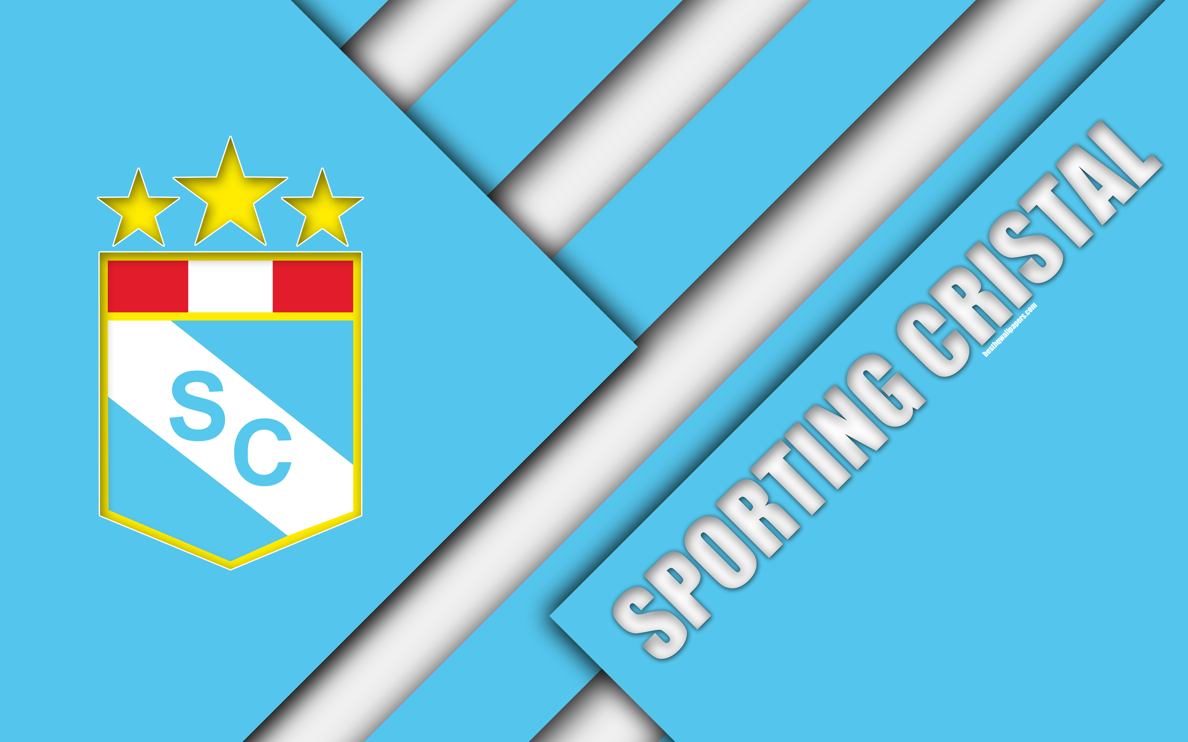 Download wallpaper Sporting Cristal FC, 4k, logo, white blue
