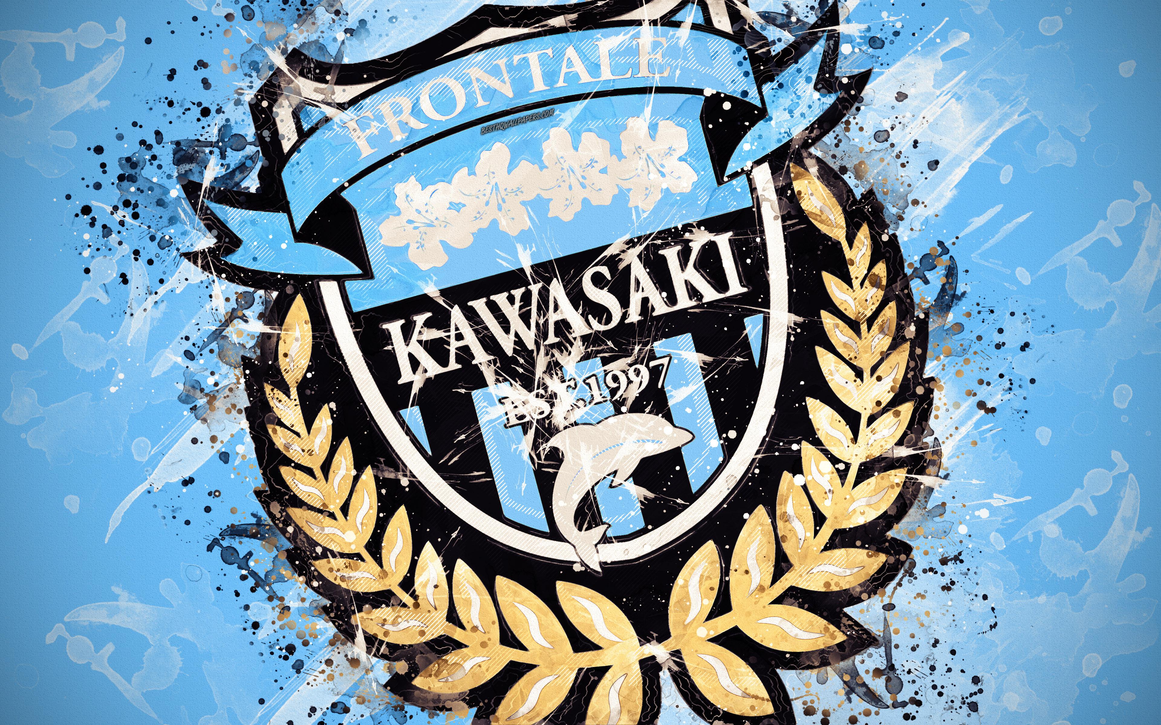 Download wallpaper Kawasaki Frontale FC, 4k, paint art, logo