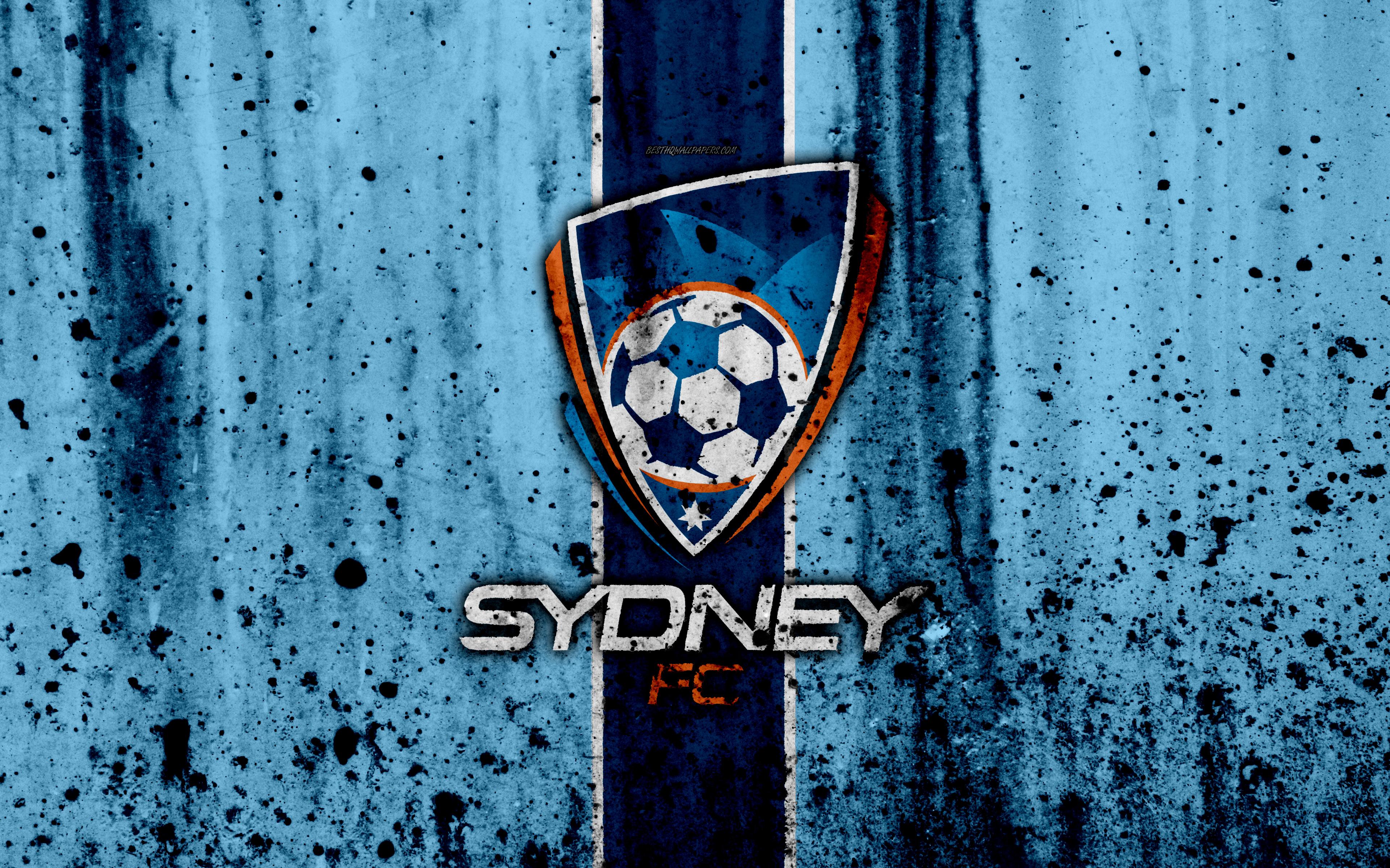 Download Wallpaper 4k, FC Sydney, Grunge, A League, Soccer